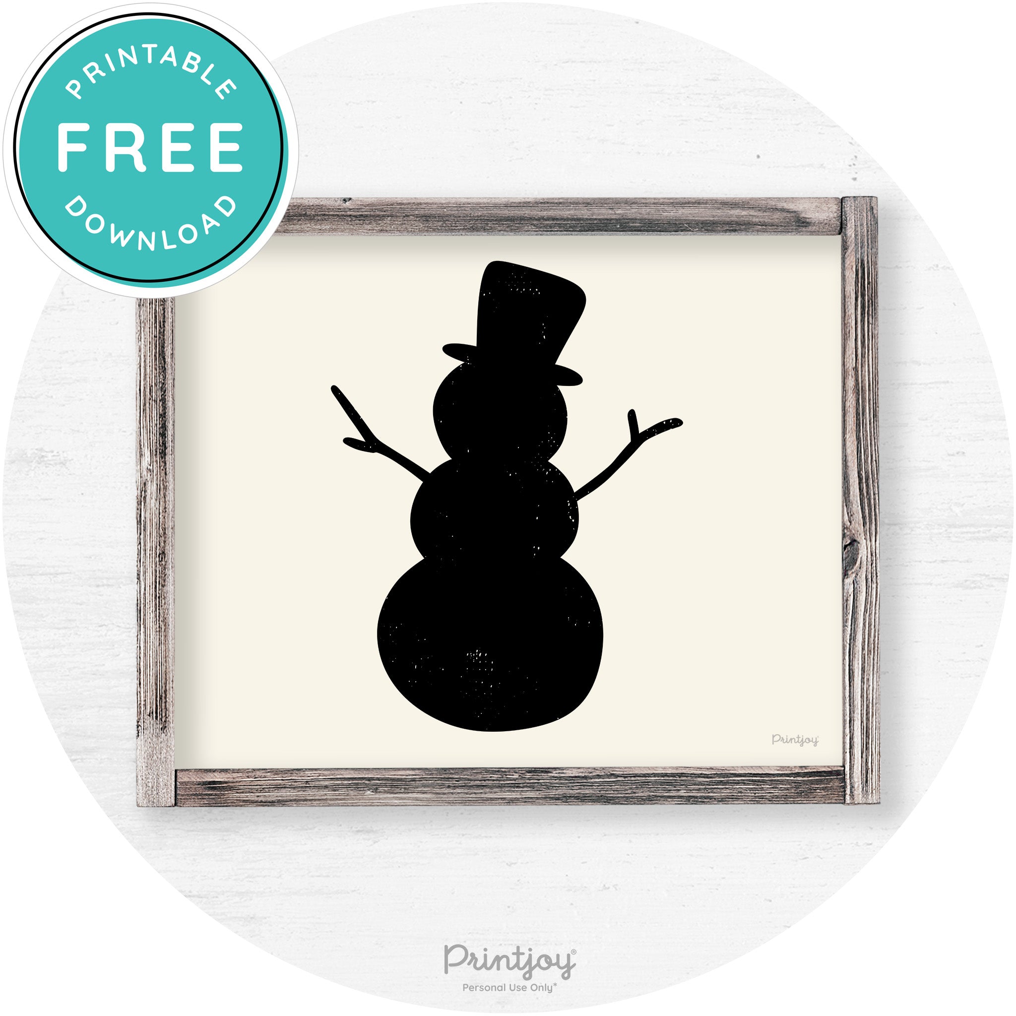 Snowman Silhouette Winter Farmhouse Wall Art Decor Free Printable - Printjoy