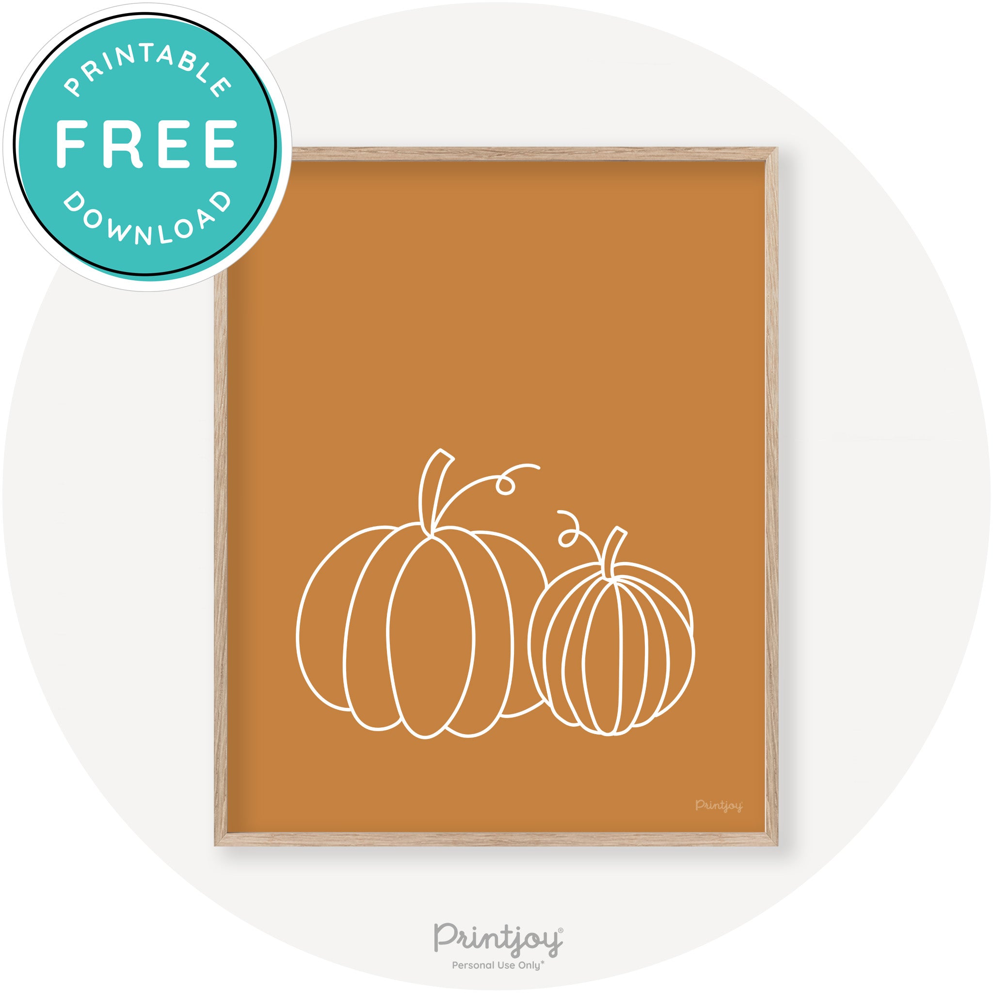 Pumpkin Pair Line Art Cute Fall Modern Chic Wall Art Printable - Printjoy