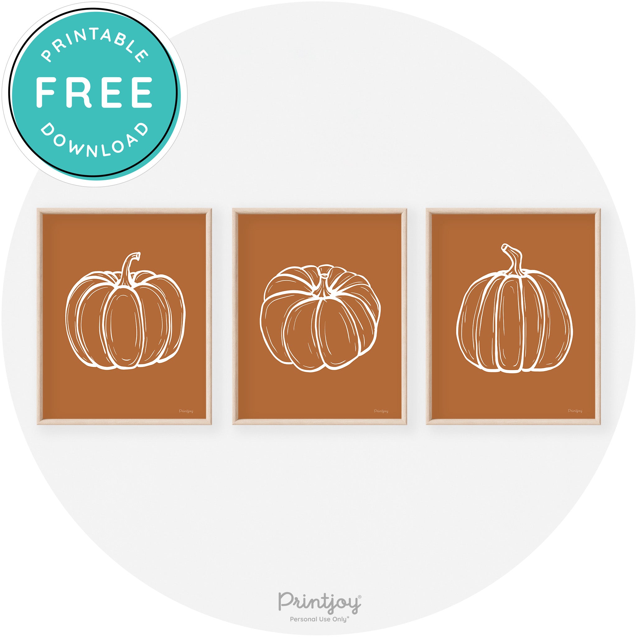Pumpkin Drawings Set Of 3 Modern Transitional Wall Art Free Printable - Printjoy
