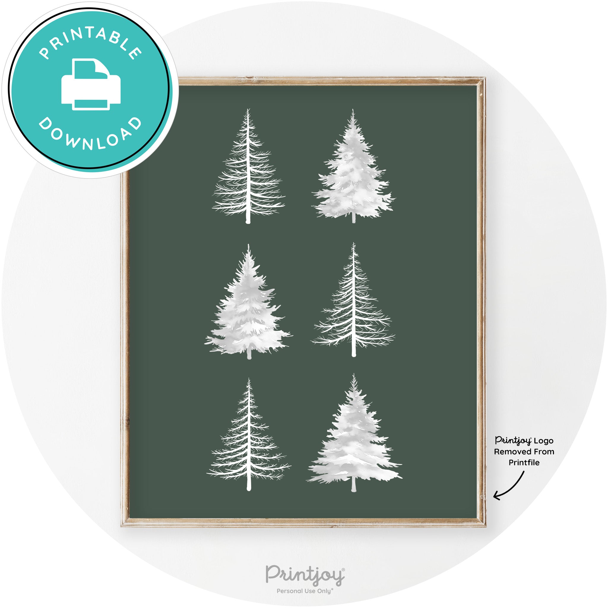 Christmas Trees Silhouette Modern Transitional Wall Art Free Printable