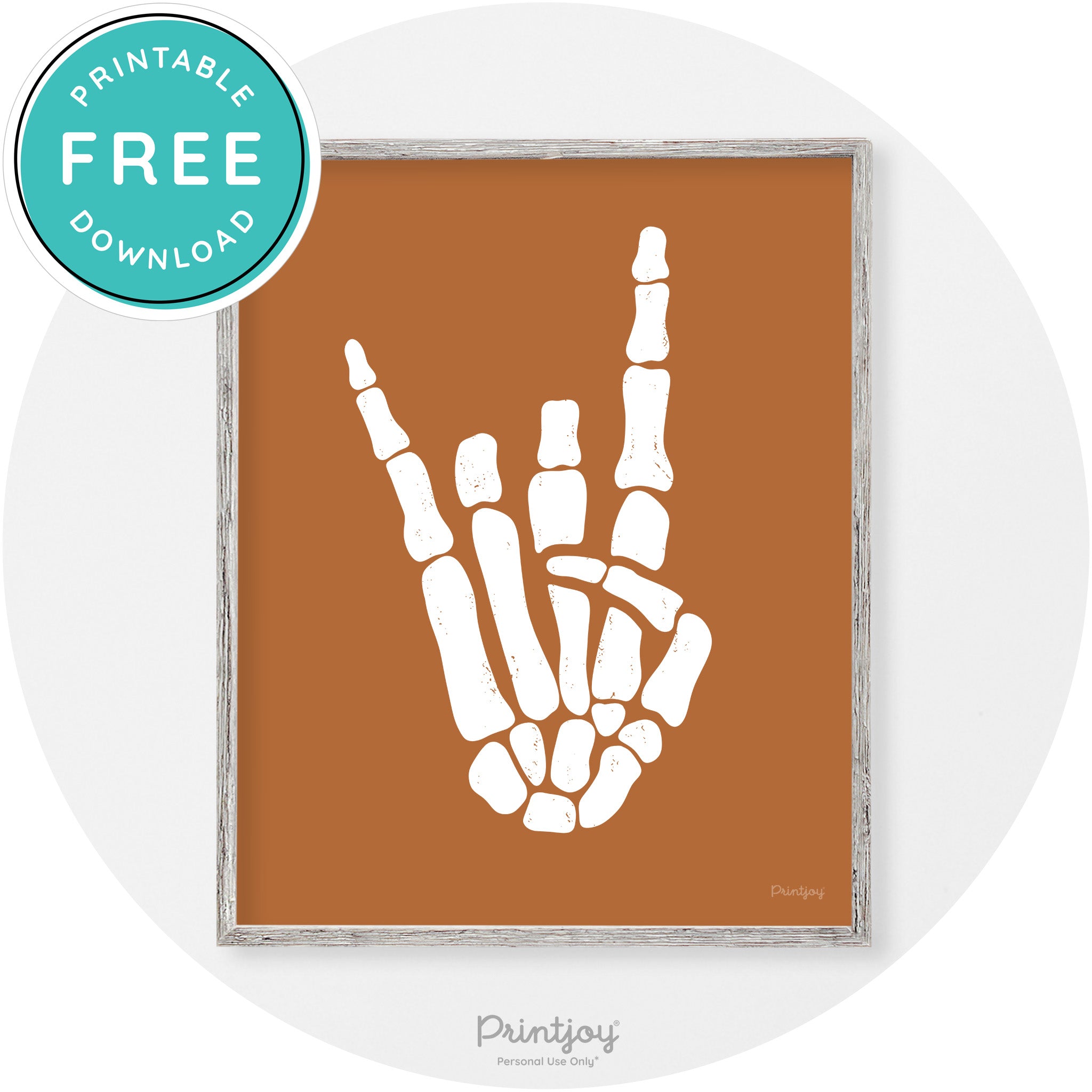 Skeleton Rock On Hand Bones Vintage Halloween Wall Art Free Printable - Printjoy