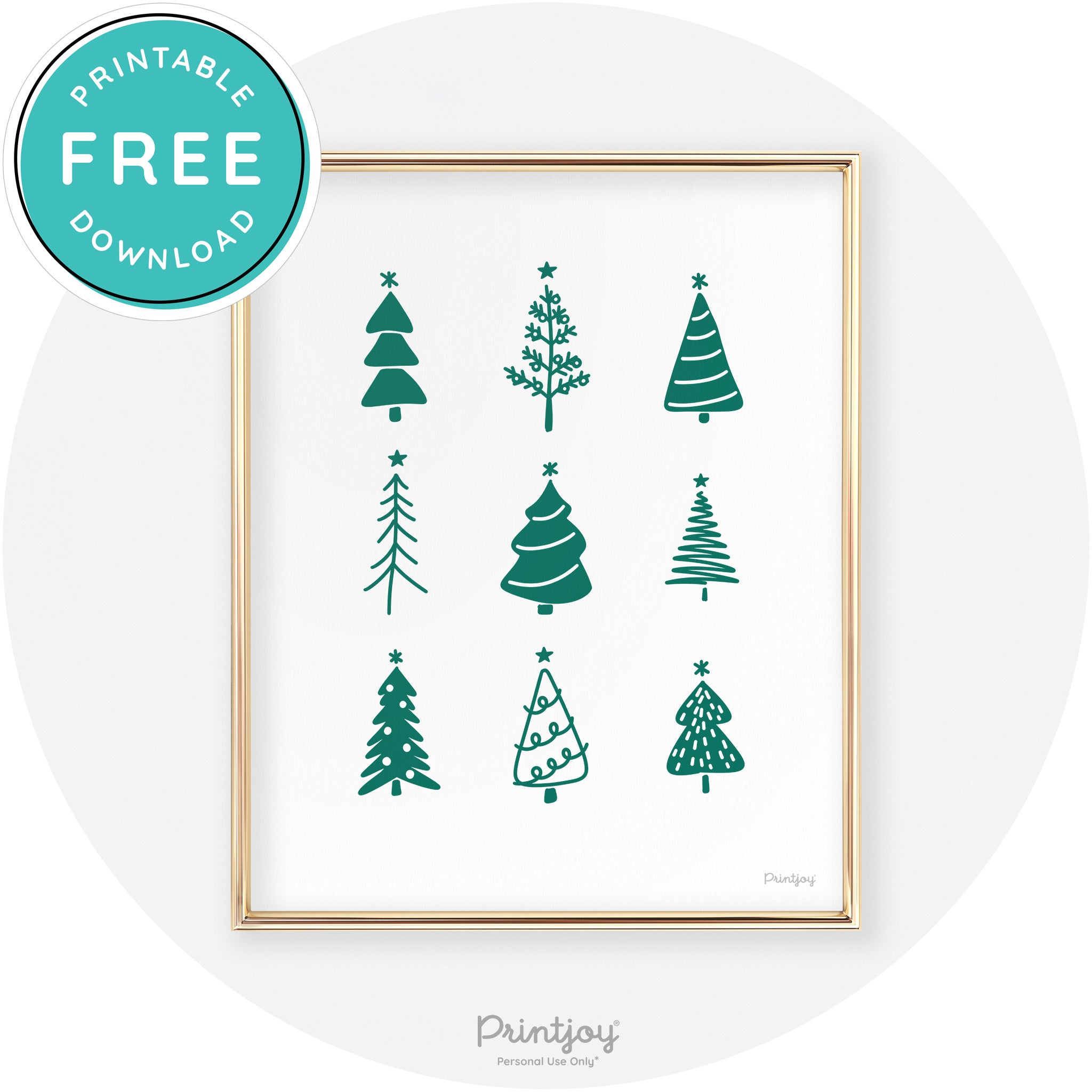 Christmas Trees Cute Modern Chic Wall Art Decor Free Printable - Printjoy