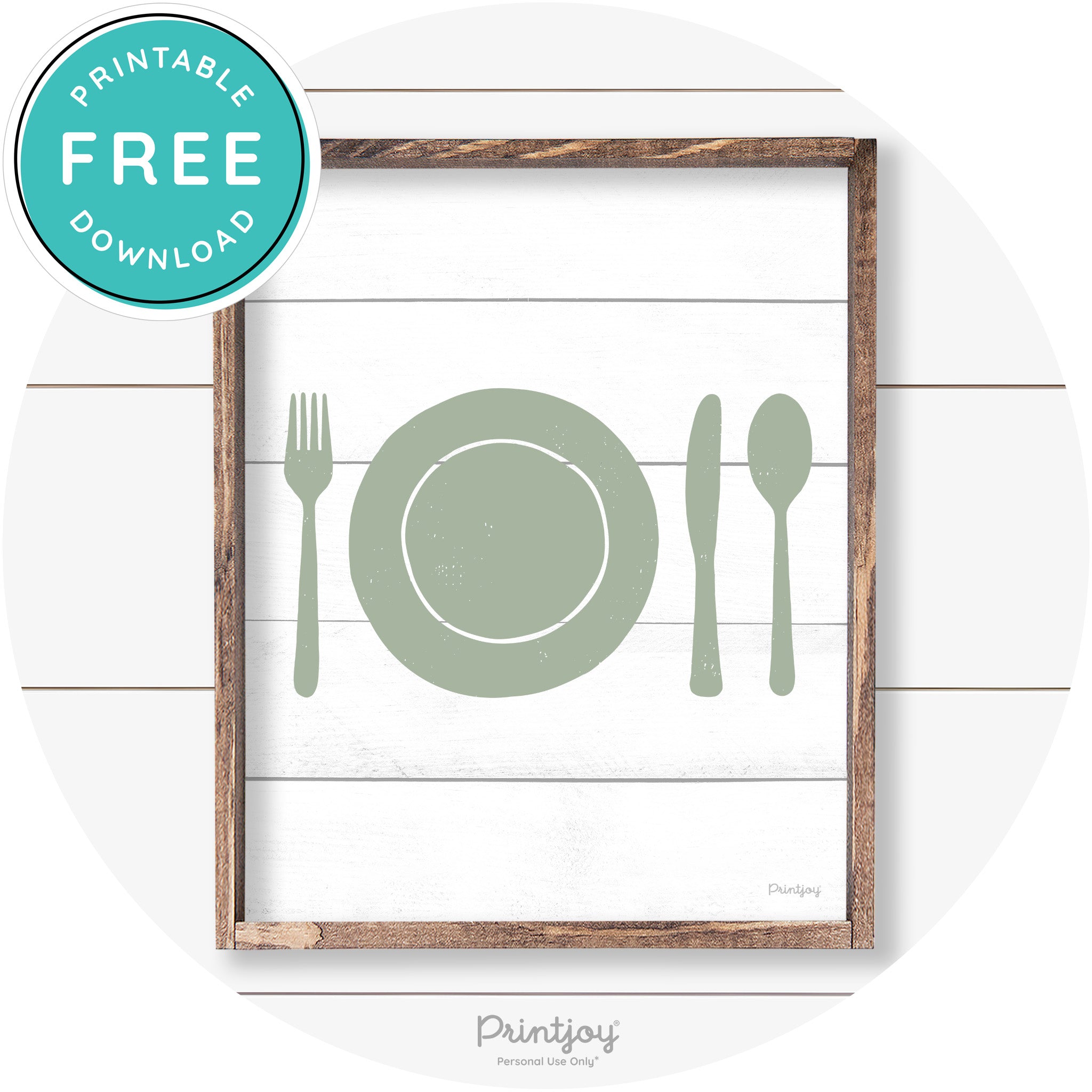 Dinner Plate Silhouette Kitchen Farmhouse Wall Art Free Printable - Printjoy