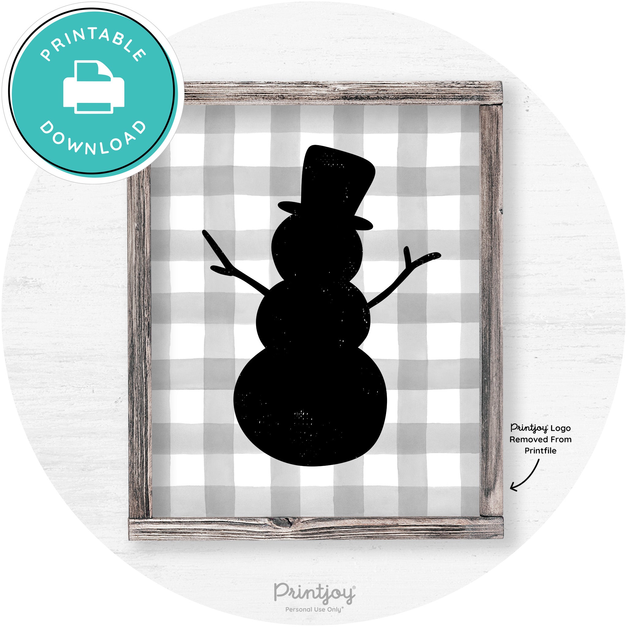Snowman Silhouette Winter Farmhouse Wall Art Decor Free Printable - Printjoy