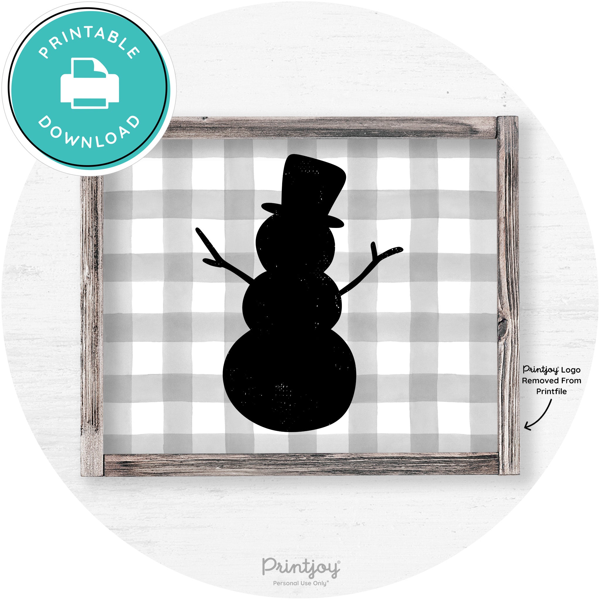 Snowman Silhouette Winter Farmhouse Wall Art Decor Free Printable - Printjoy