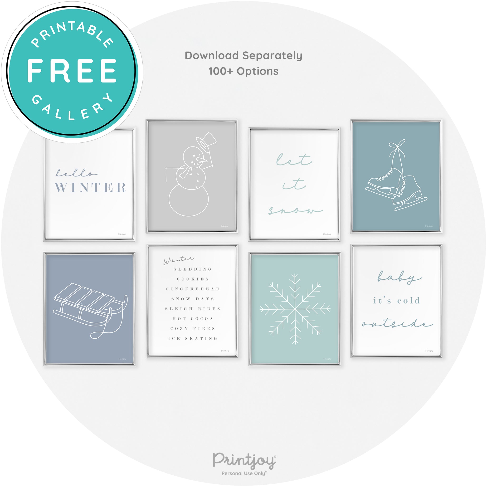 Winter Favorite Things Modern Chic Wall Art Decor Free Printable - Printjoy