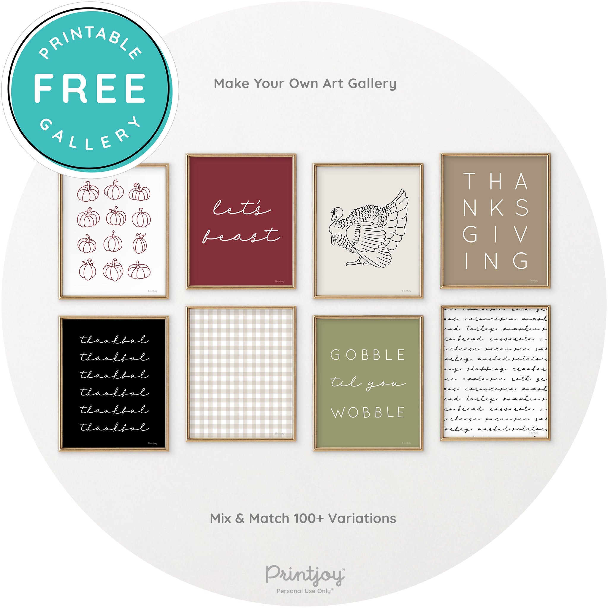 Thanksgiving Cute Typography Modern Chic Wall Art Free Printable - Printjoy