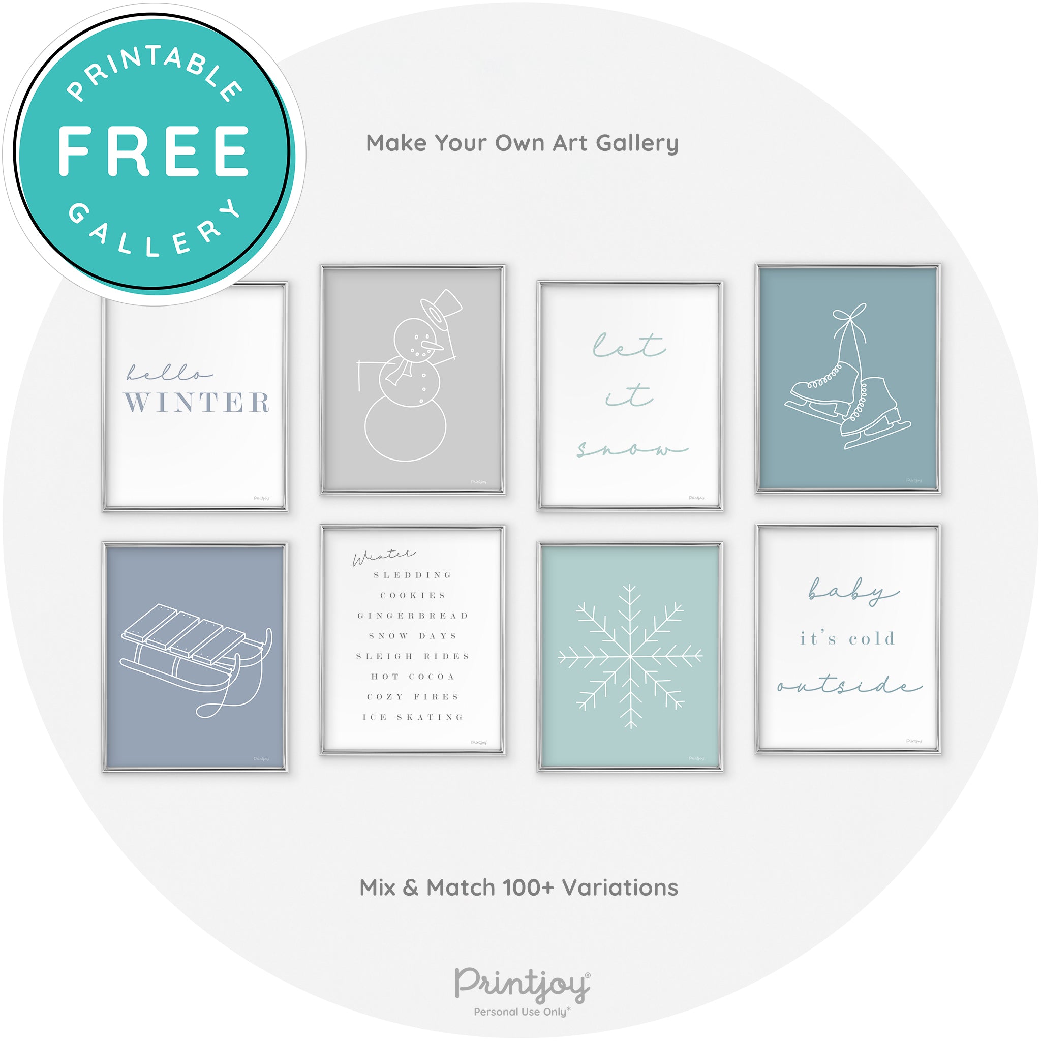 Baby It's Cold Outside Winter Modern Chic Wall Art Free Printable - Printjoy