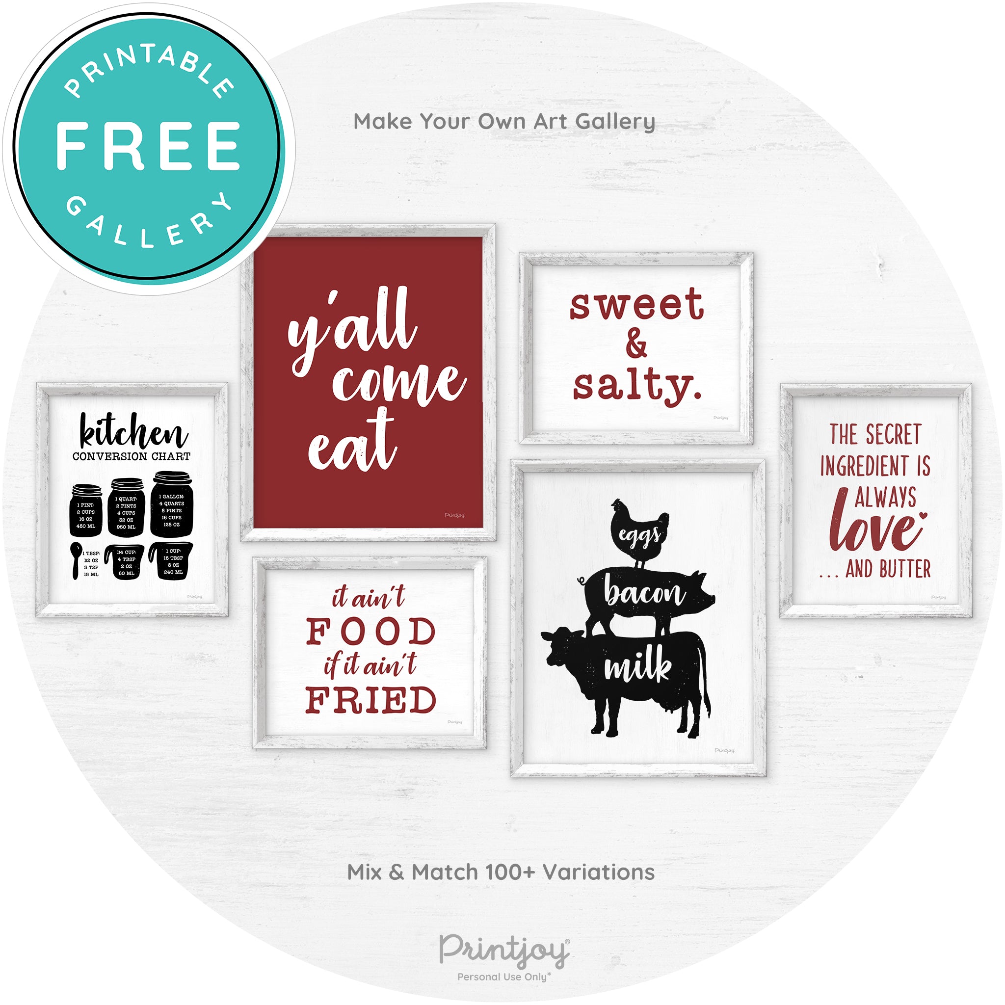 Stacked Farm Animals Eggs Bacon Milk Farmhouse Art Free Printable - Printjoy