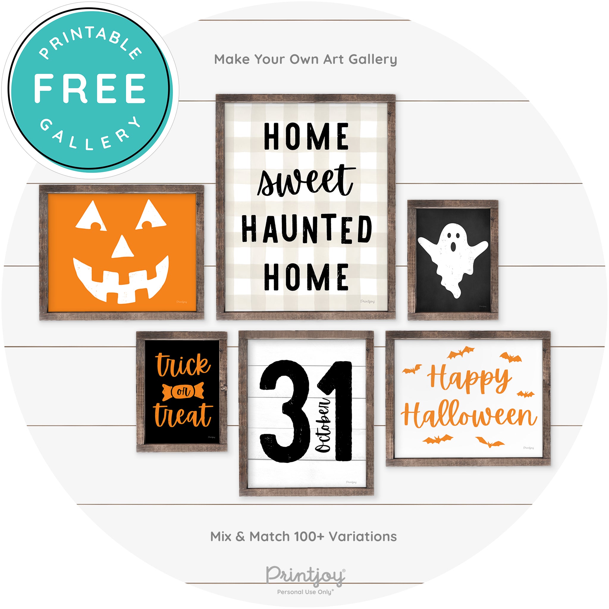 Trick Or Treat Halloween Rustic Farmhouse Wall Art Free Printable - Printjoy
