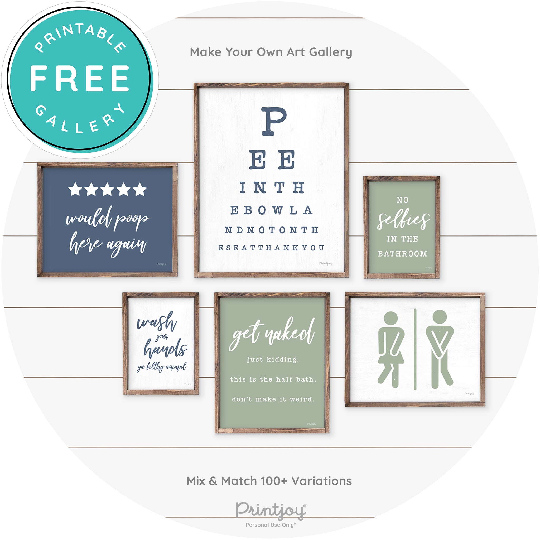 Would Poop Here Again Bathroom Farmhouse Wall Art Free Printable