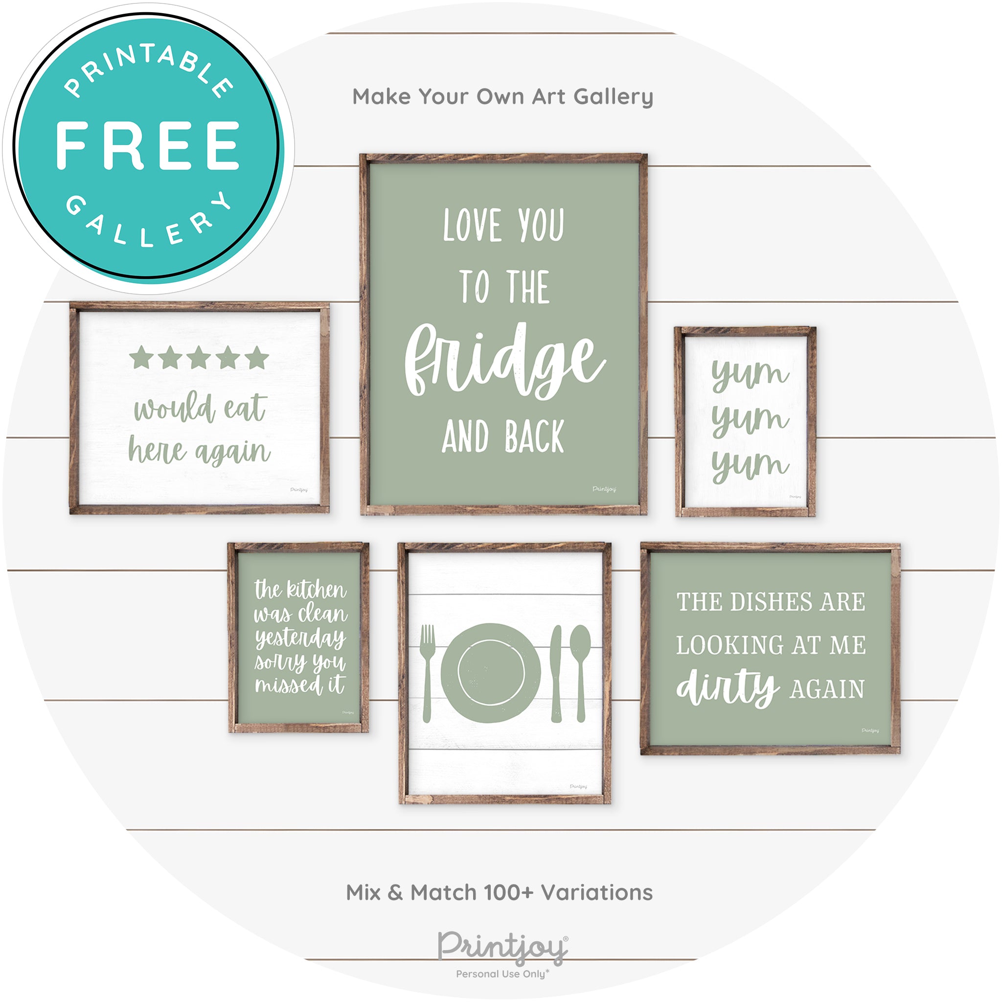 Dinner Plate Silhouette Kitchen Farmhouse Wall Art Free Printable - Printjoy