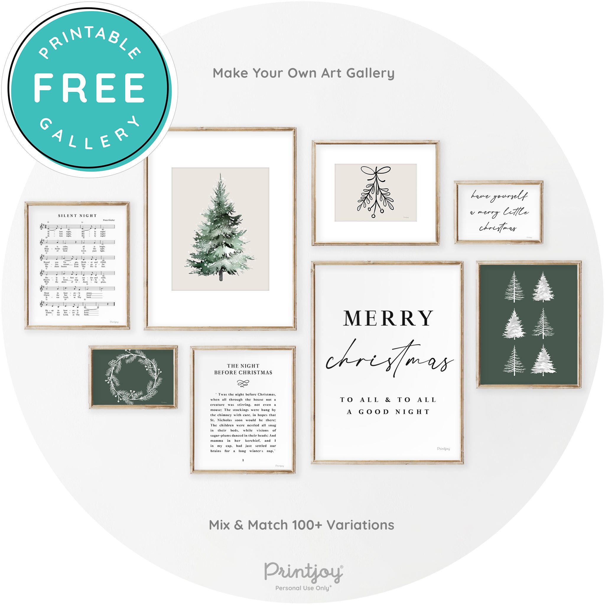 Christmas Trees Silhouette Modern Transitional Wall Art Free Printable