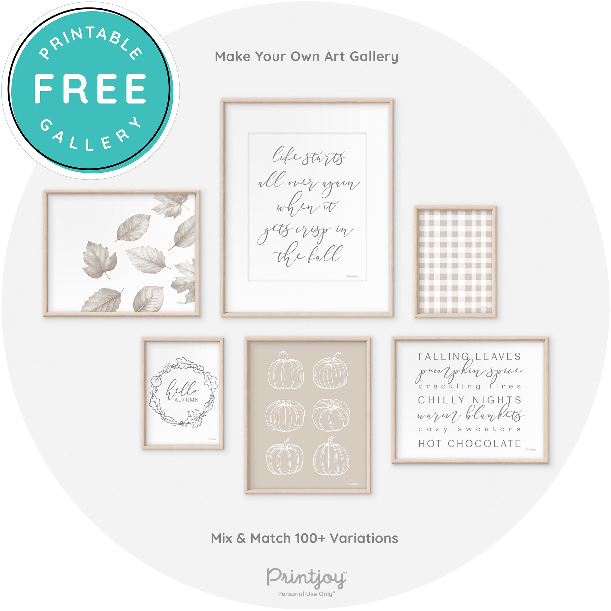 Hello Autumn Fall Wreath Transitional Decor Wall Art Free Printable