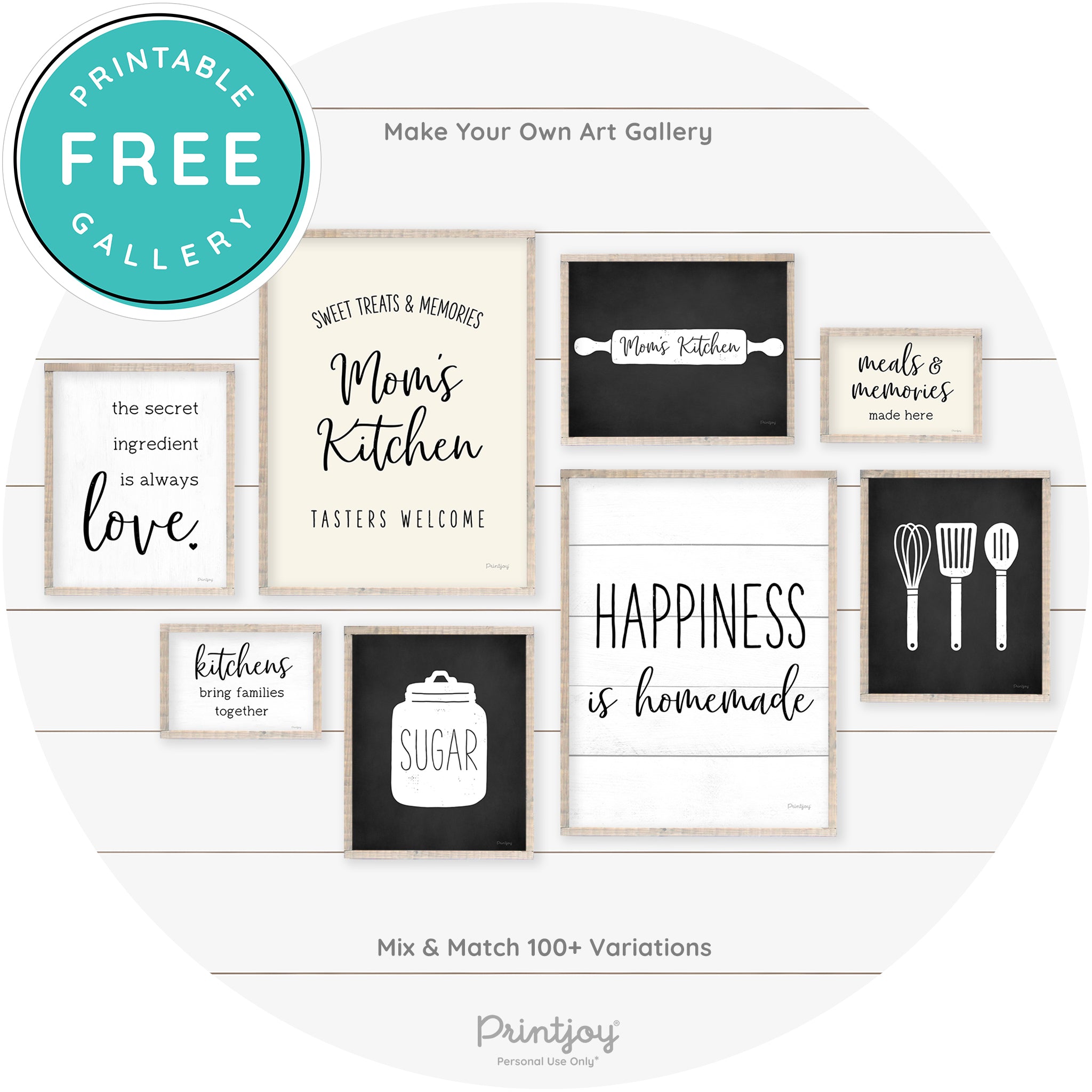 Mom's Kitchen Rolling Pin Cute Farmhouse Wall Art Free Printable