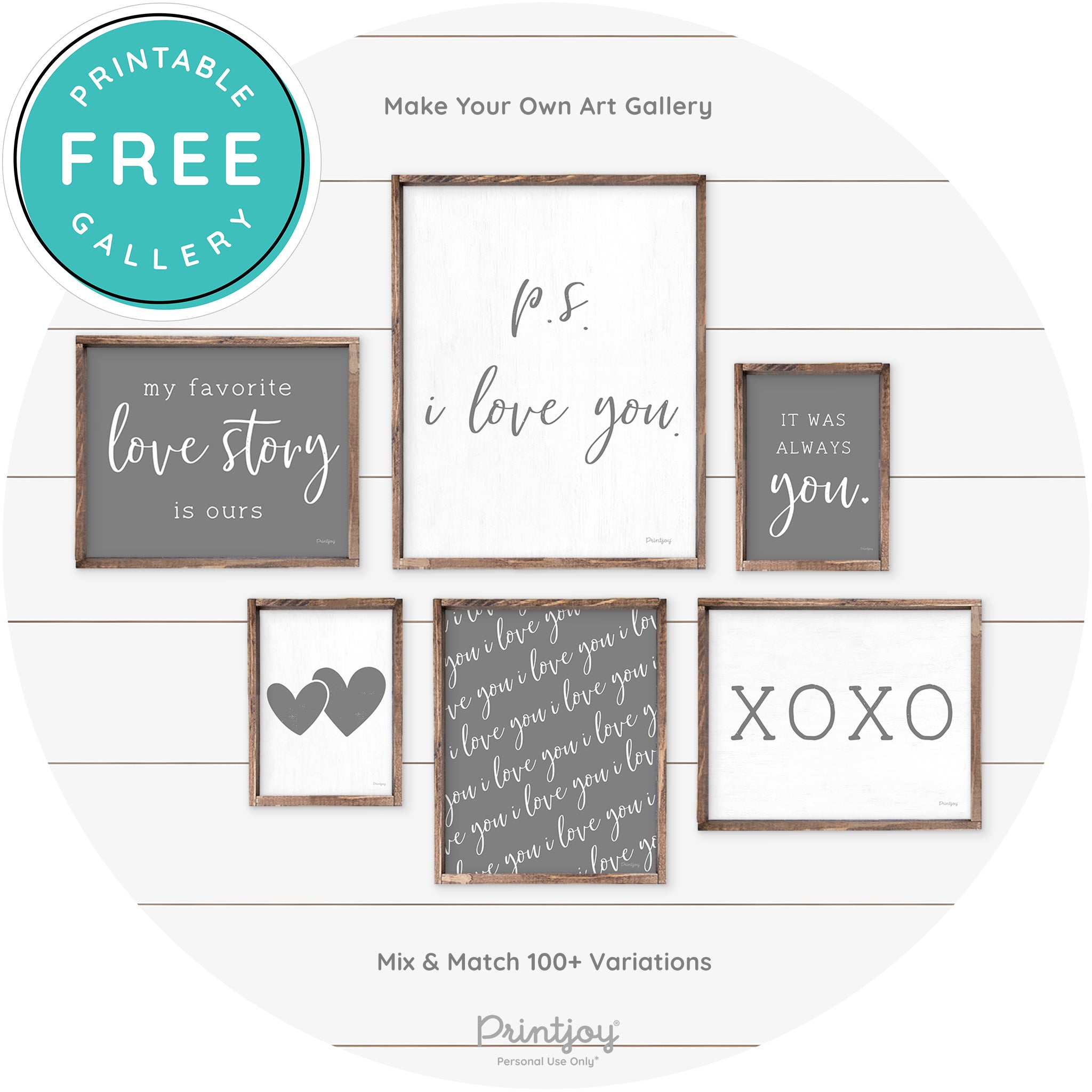 P.S. I Love You Cute Couples Farmhouse Wall Art Decor Free Printable - Printjoy