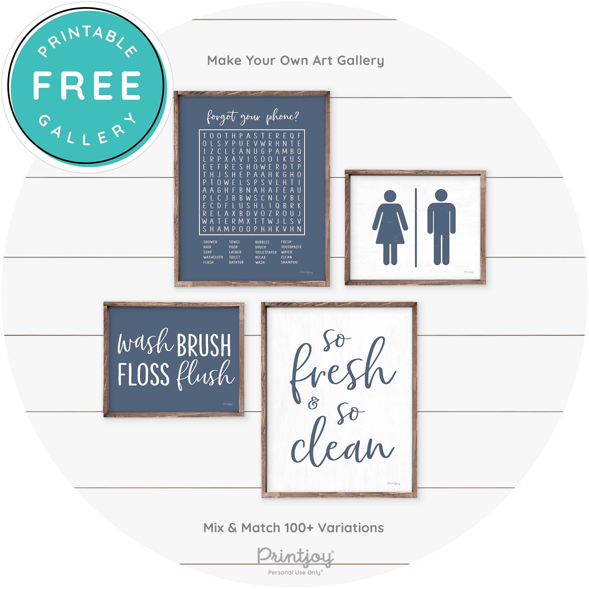 So Fresh & So Clean Bathroom Sign Farmhouse Wall Art Free Printable