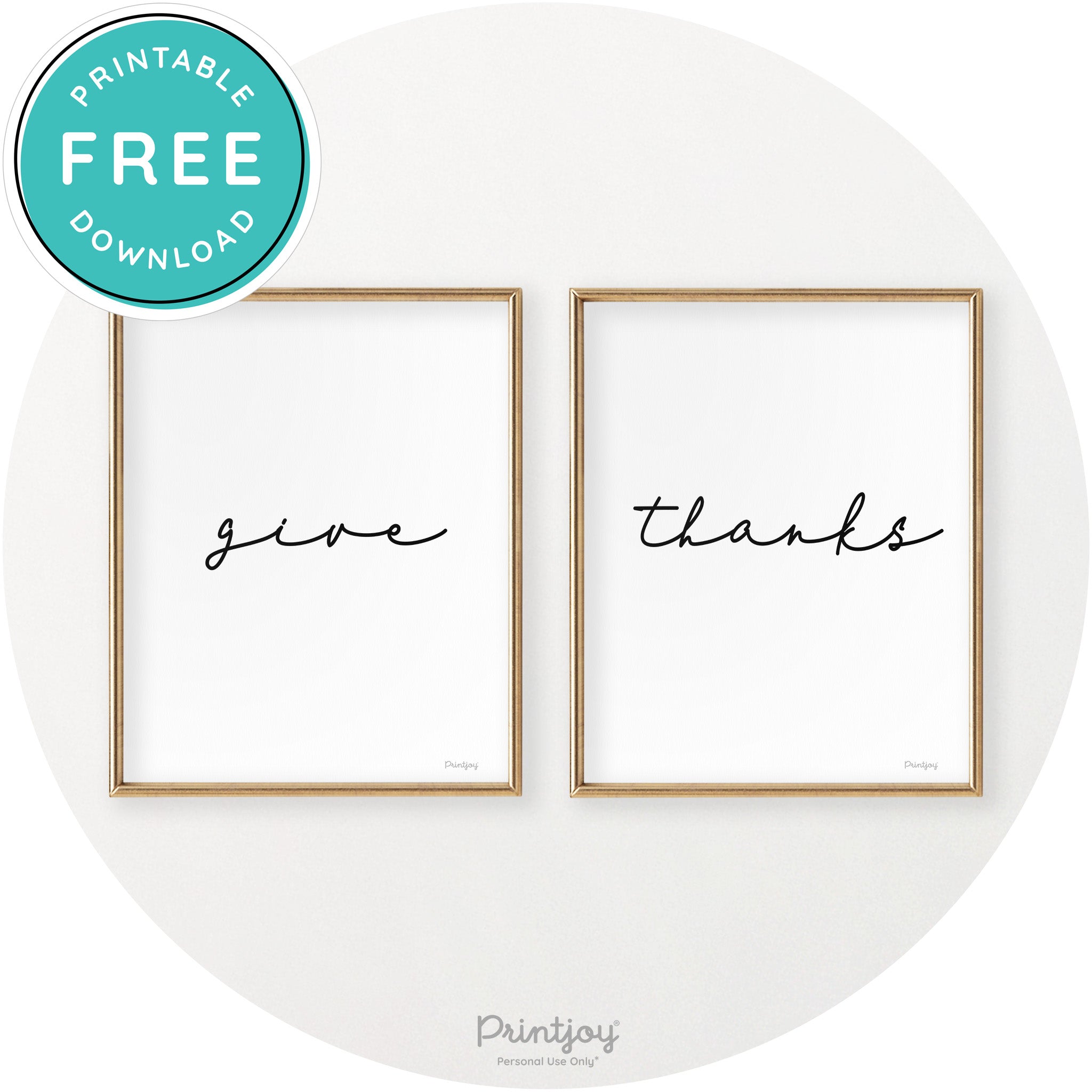 Give Thanks Set Of 2 Thanksgiving Chic Wall Art Decor Free Printable