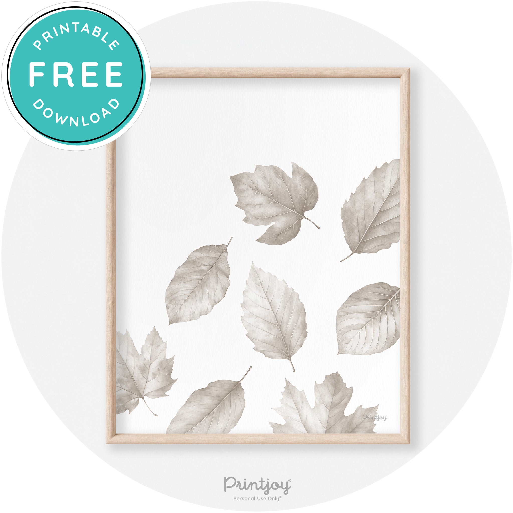 Fall Leaves Neutral Watercolor Transitional Wall Art Free Printable