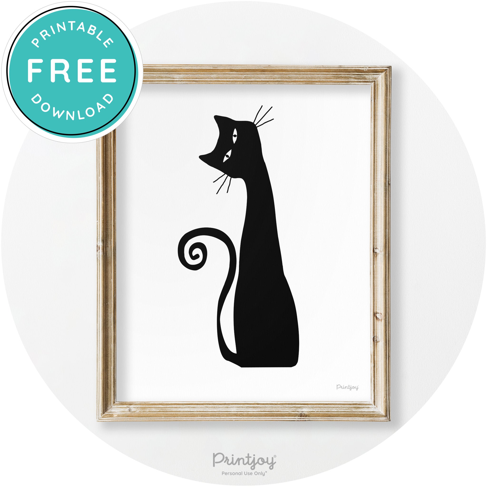 Creepy Skinny Cat Modern Vintage Halloween Wall Art Free Printable