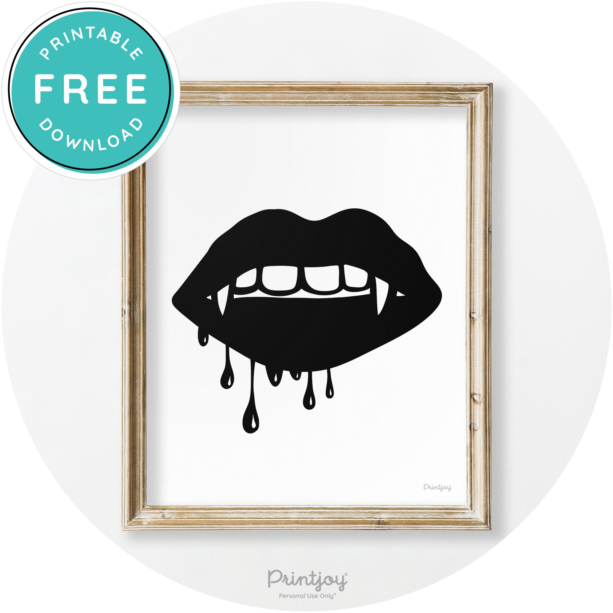 Dracula Fangs Teeth Modern Vintage Halloween Wall Art Free Printable
