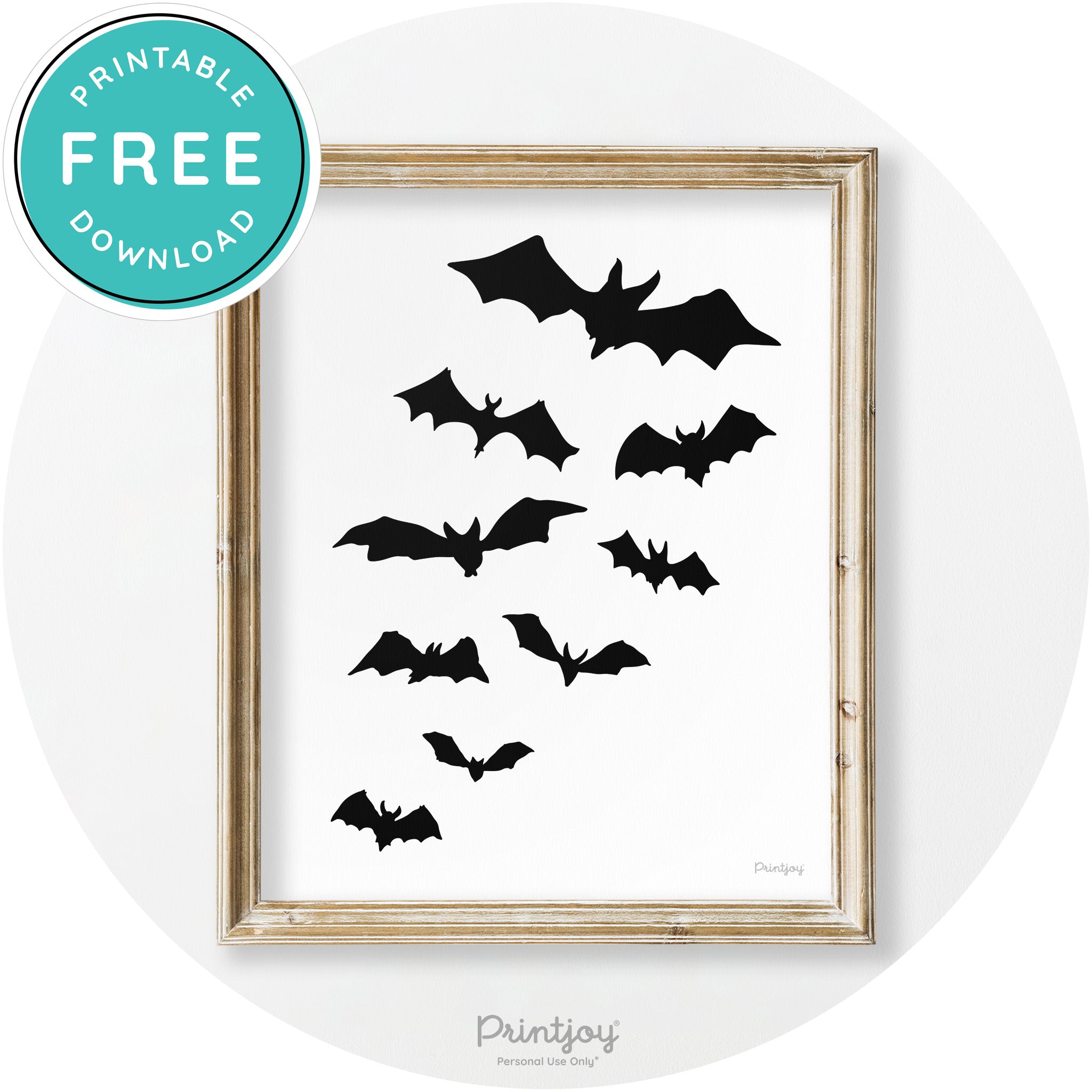 Halloween Bats Silhouette Modern Vintage Wall Art Free Printable