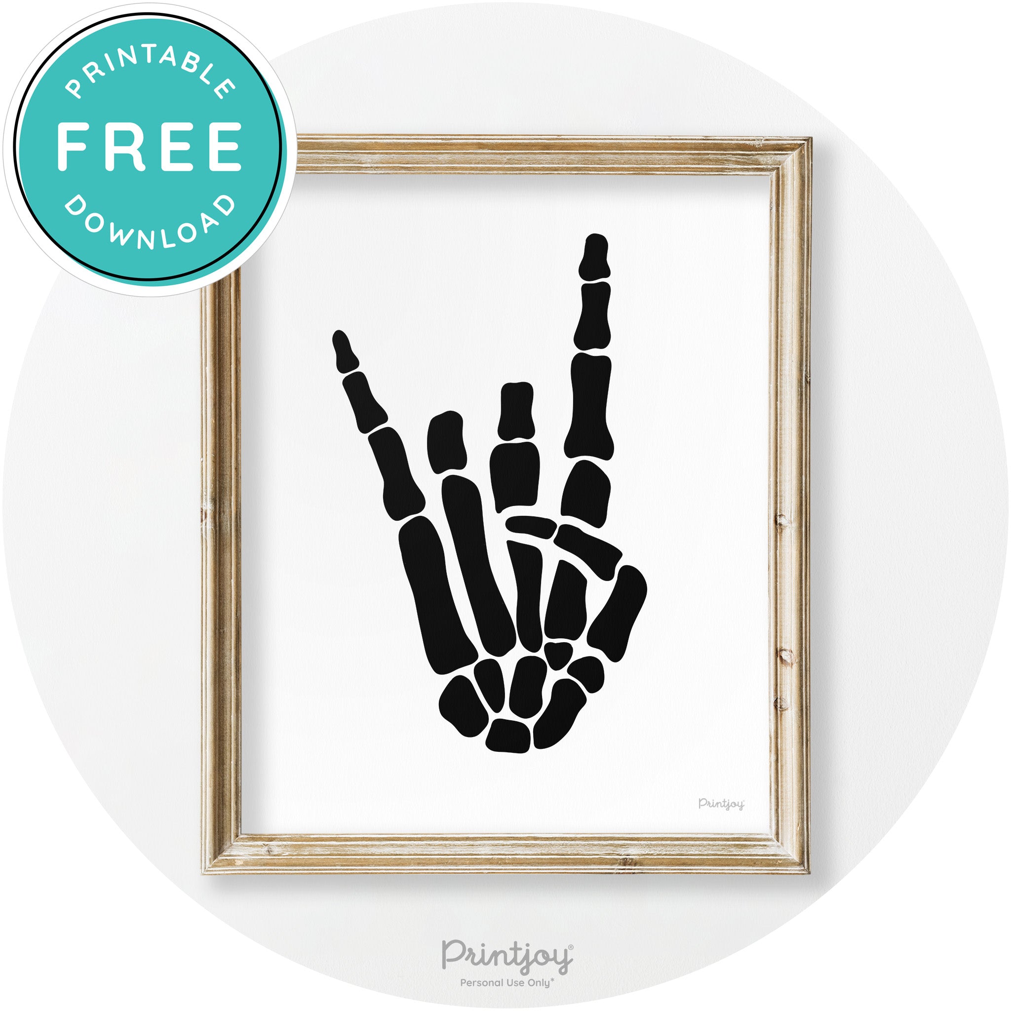 Skeleton Rock On Hand Bones Vintage Halloween Wall Art Free Printable