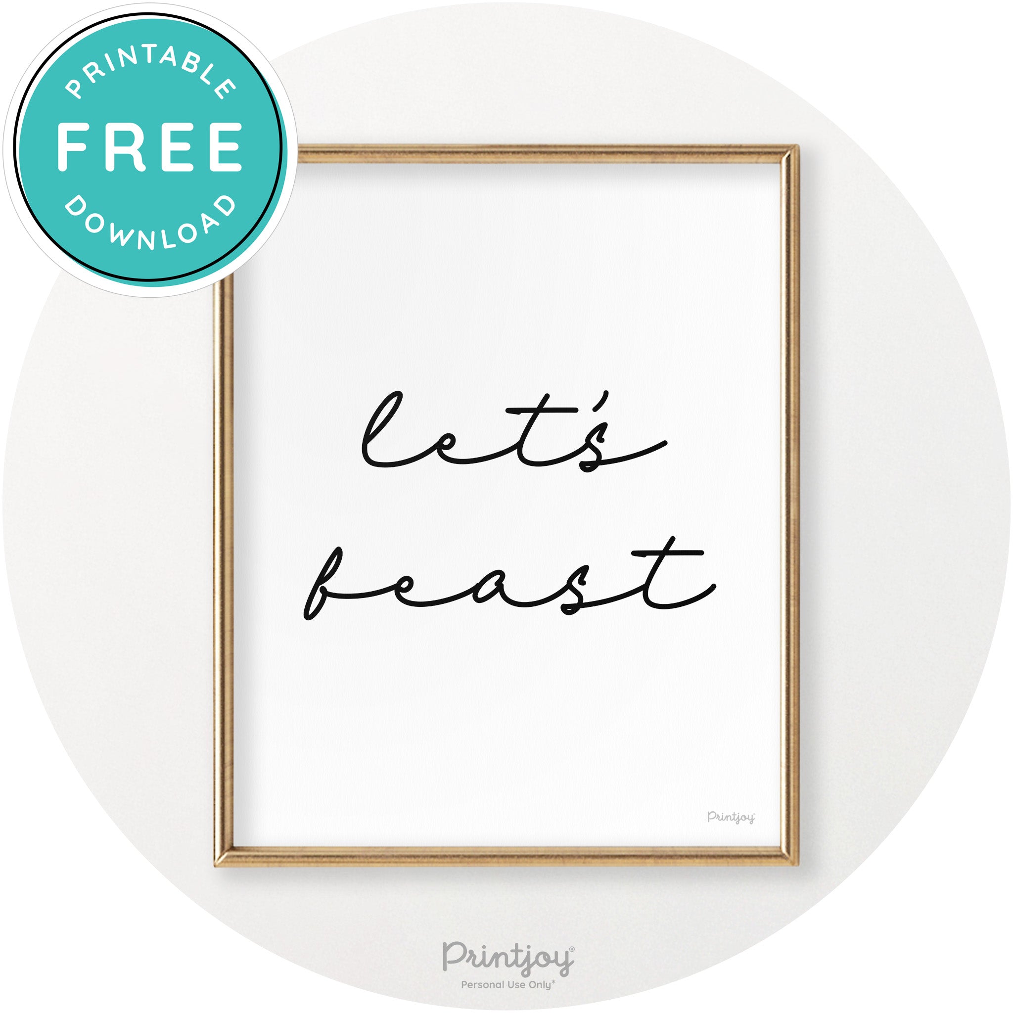 Let's Feast Cute Thanksgiving Modern Chic Wall Art Printable