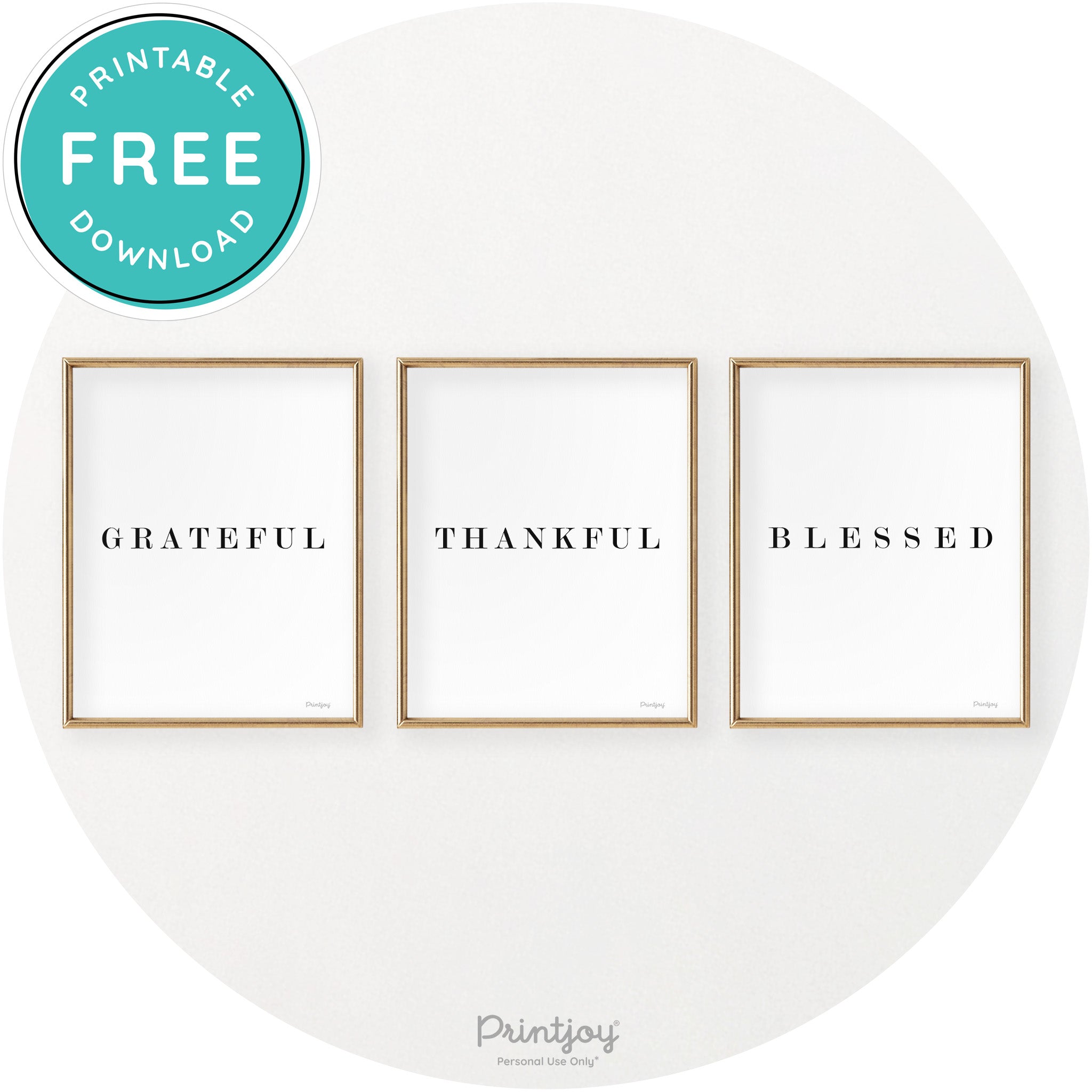 Grateful Thankful Blessed Set Of 3 Chic Wall Art Decor Free Printable