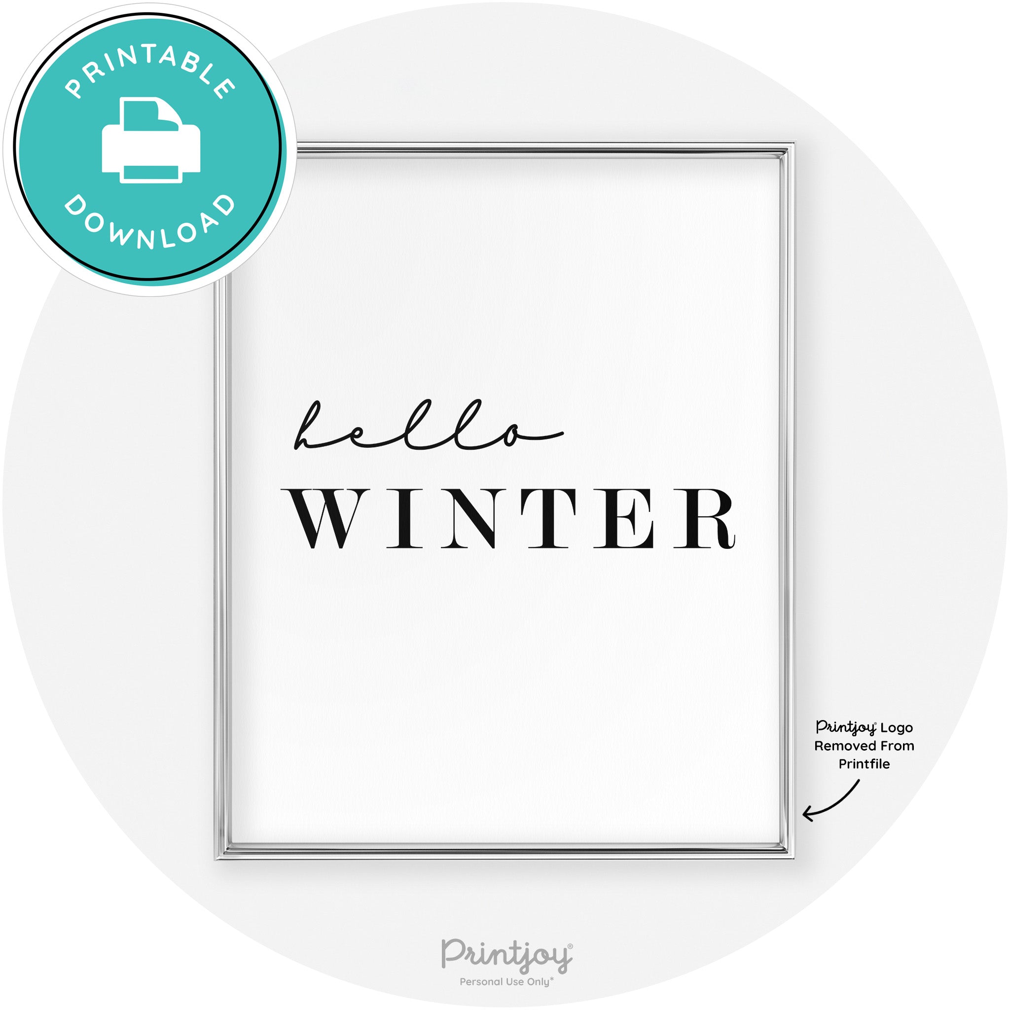 Hello Winter Cute Seasonal Modern Chic Wall Art Decor Free Printable