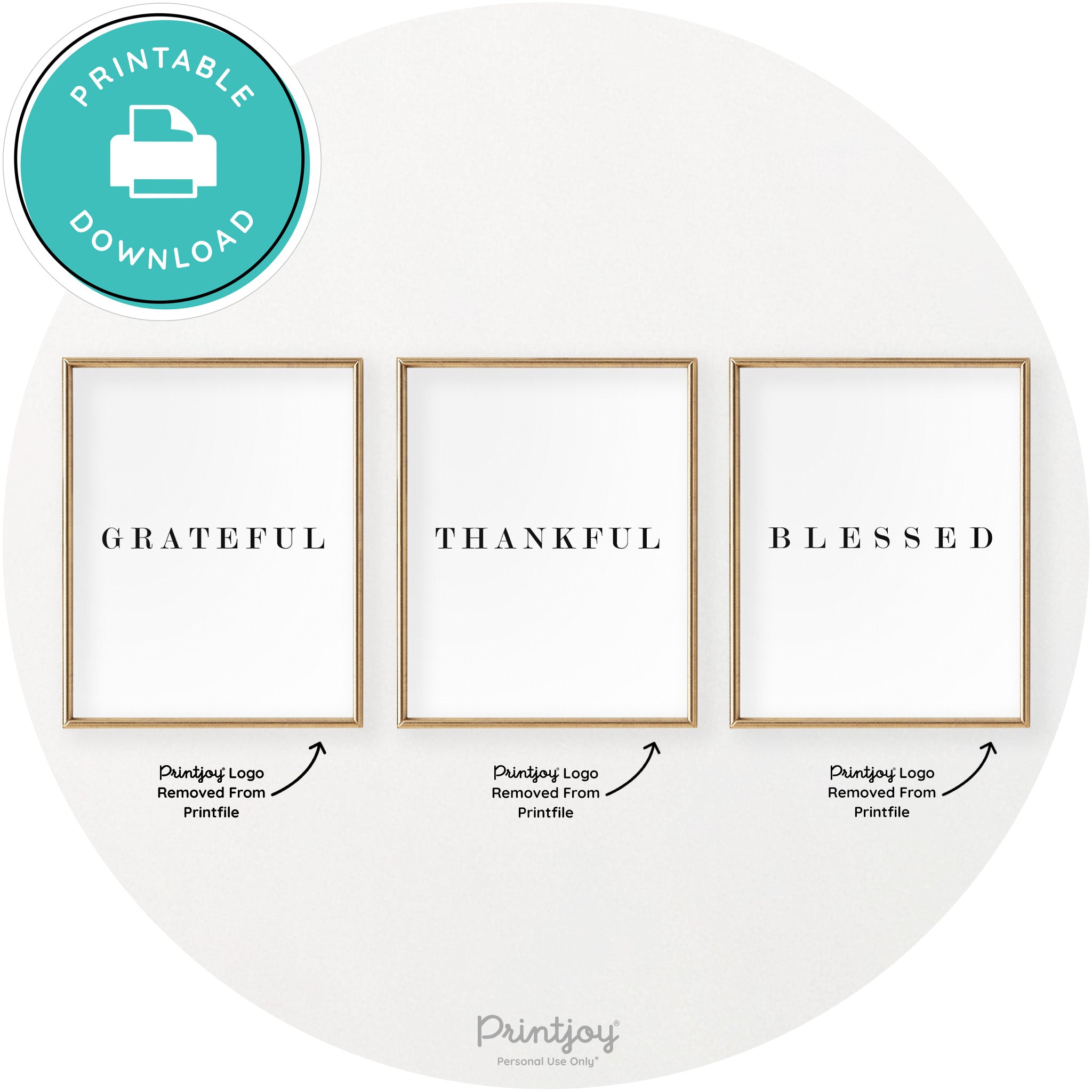 Grateful Thankful Blessed Set Of 3 Chic Wall Art Decor Free Printable