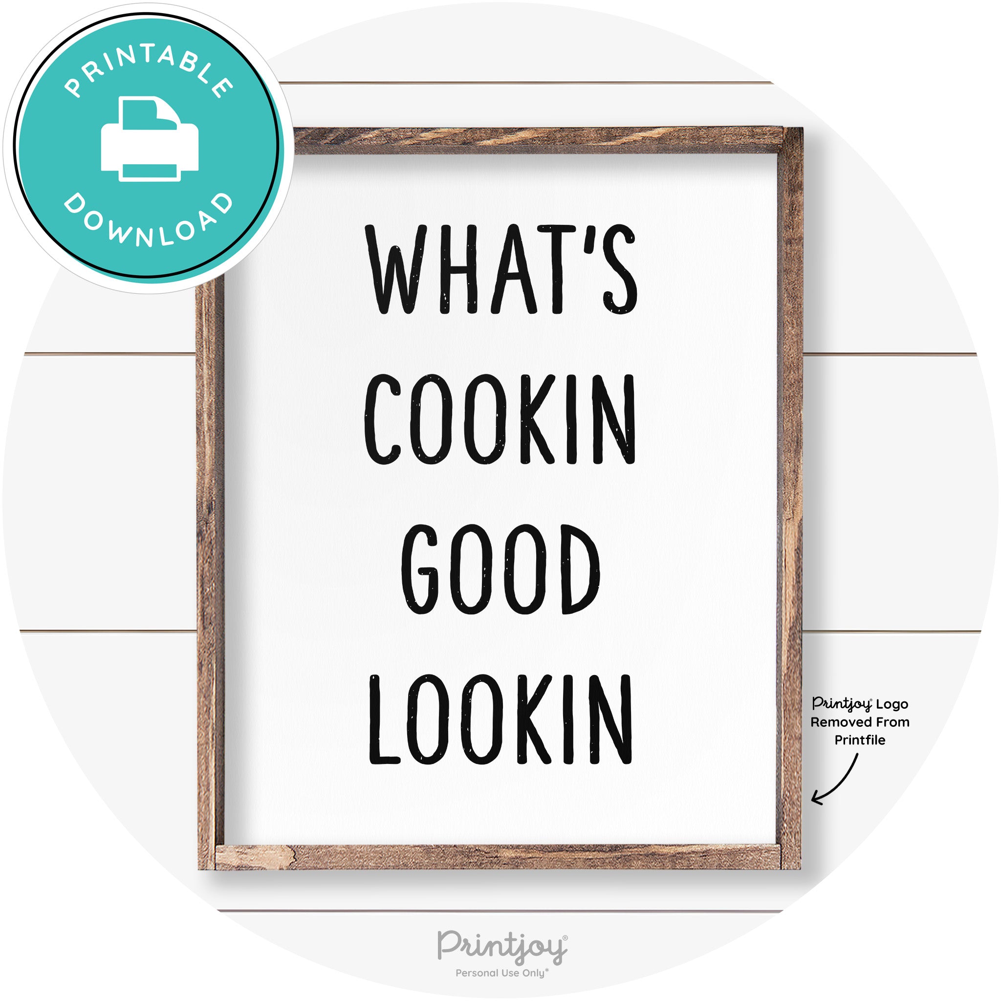 What's Cookin Good Lookin Farmhouse Kitchen Wall Art Free Printable