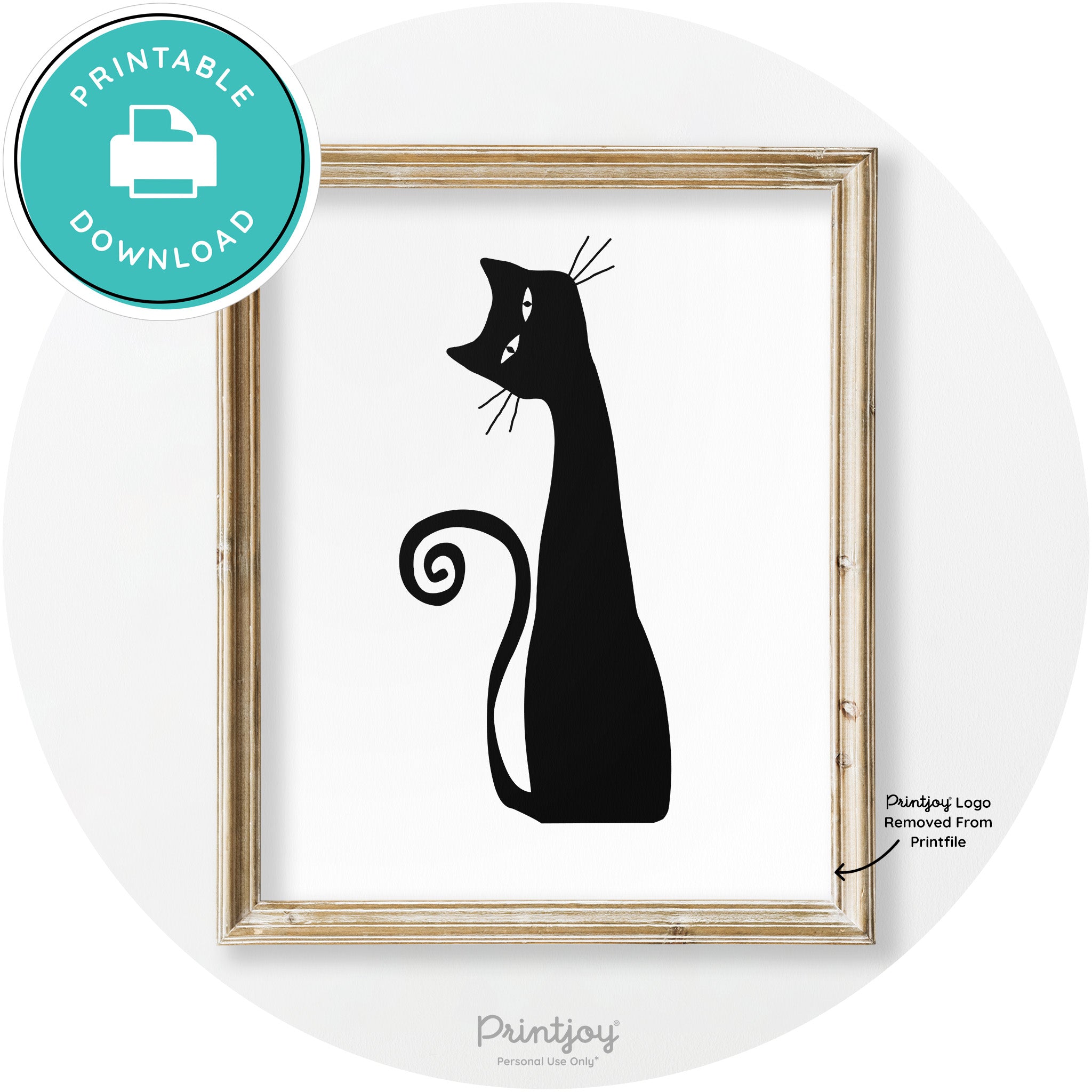 Creepy Skinny Cat Modern Vintage Halloween Wall Art Free Printable