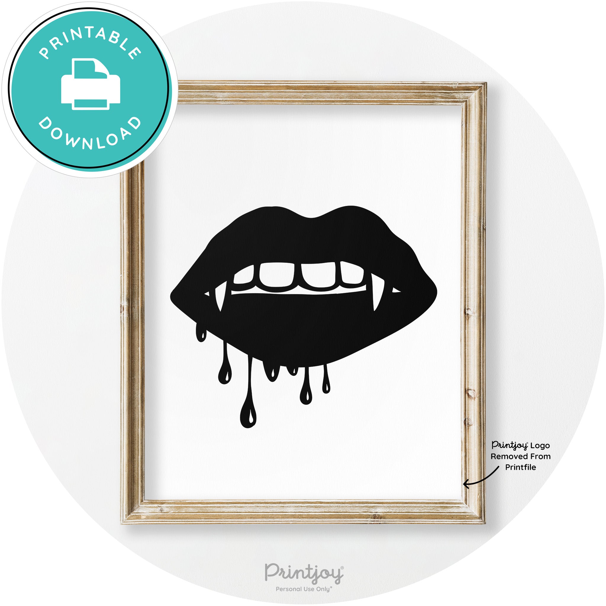 Dracula Fangs Teeth Modern Vintage Halloween Wall Art Free Printable