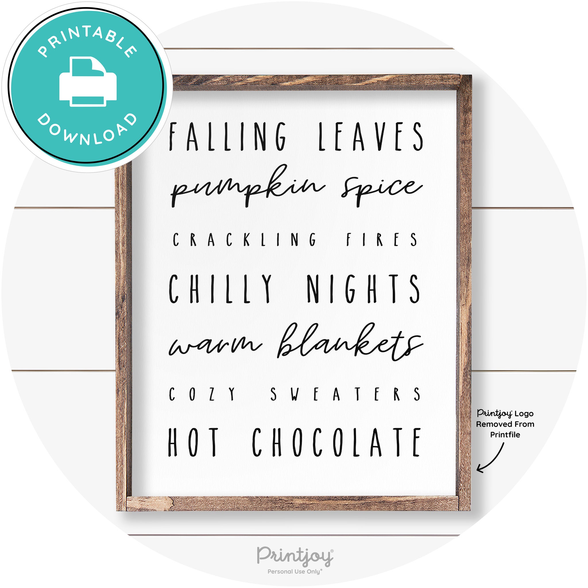 Fall Favorite Things Cute Farmhouse Autumn Wall Art Free Printable