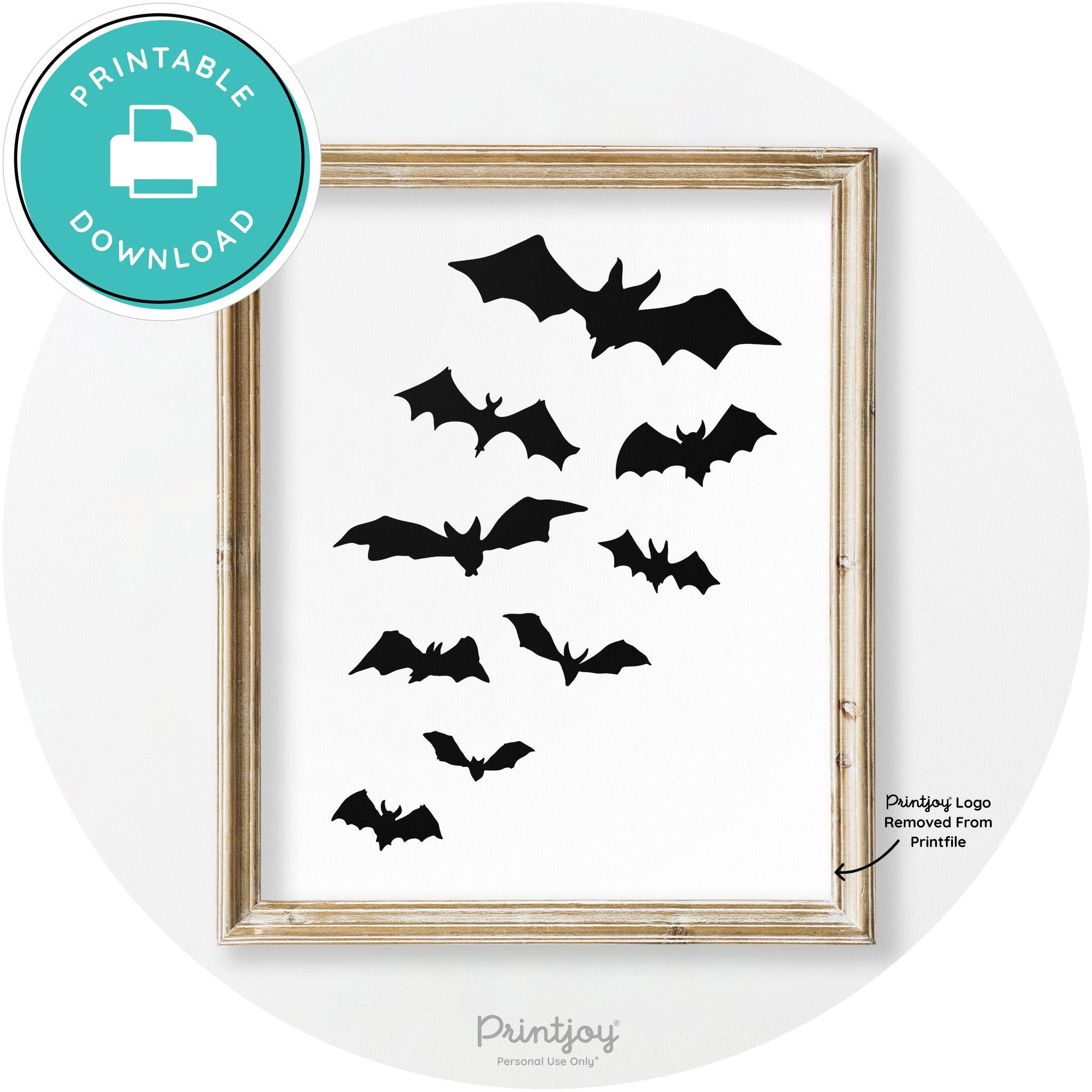Halloween Bats Silhouette Modern Vintage Wall Art Free Printable