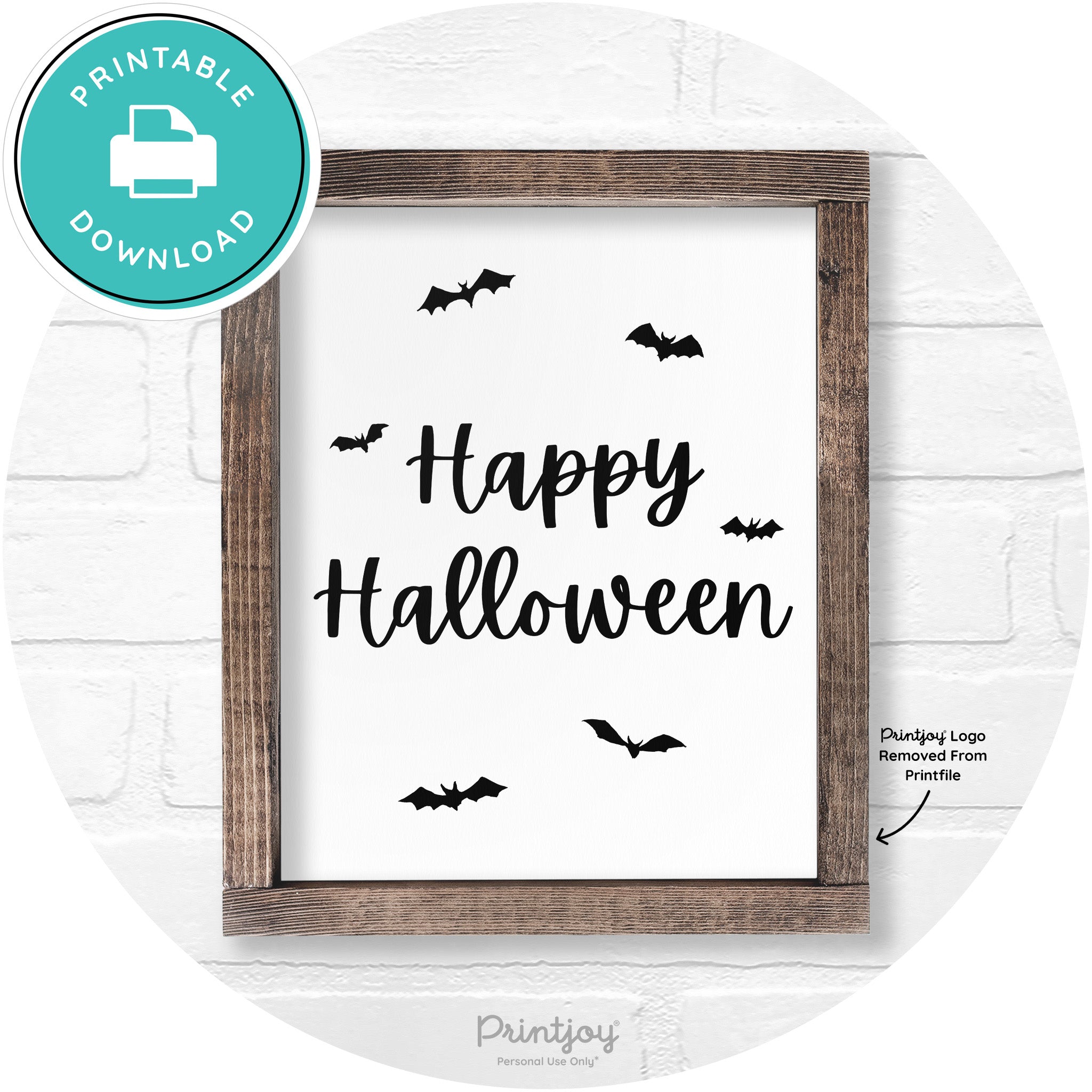 Happy Halloween Bats Rustic Farmhouse Wall Art Printable
