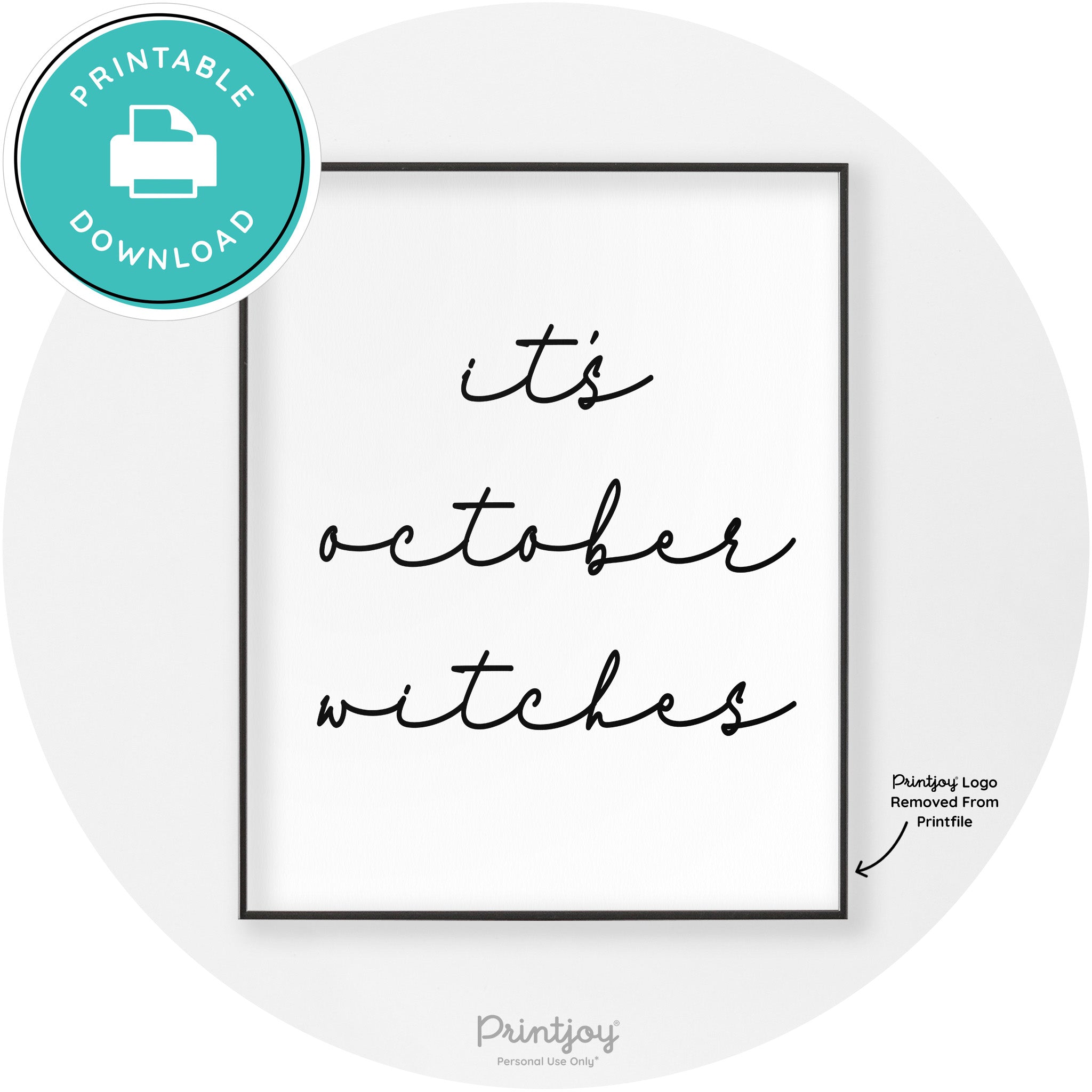 It's October Witches Halloween Modern Chic Wall Art Free Printable