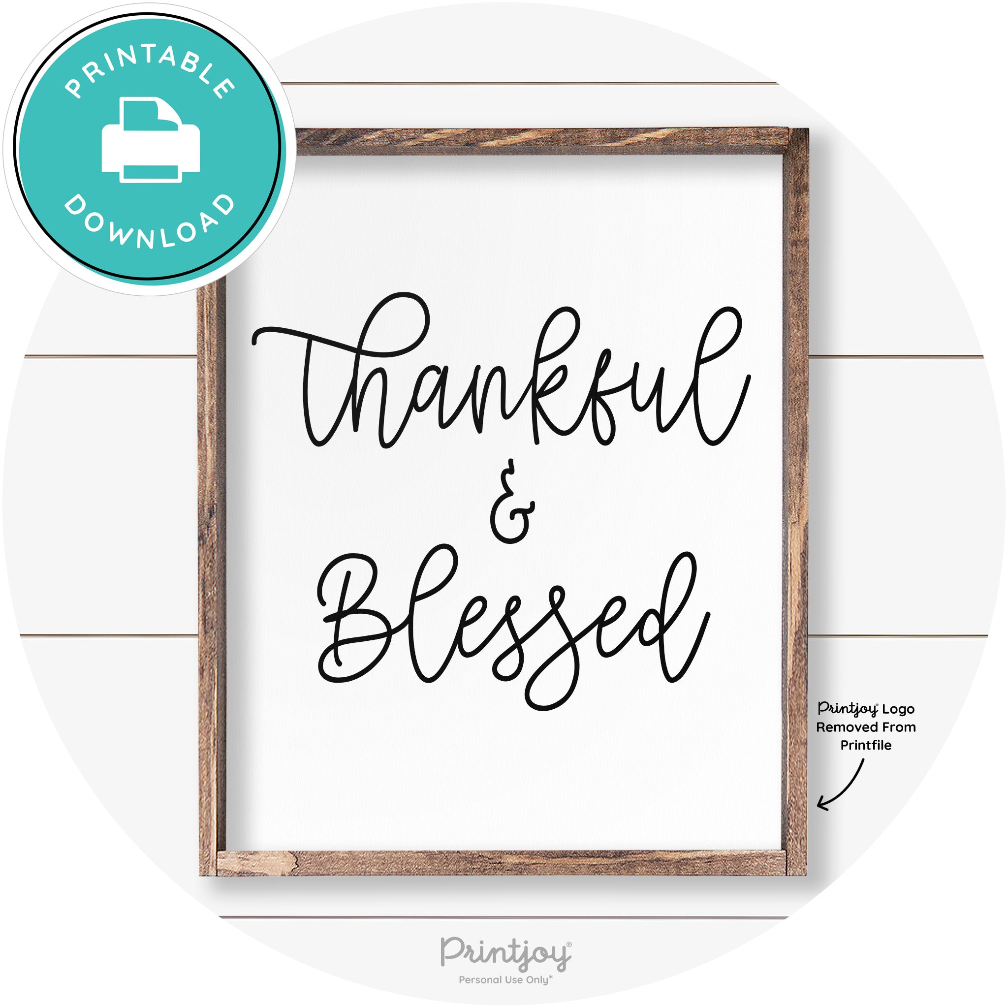 Thankful And Blessed Thanksgiving Farmhouse Wall Art Free Printable