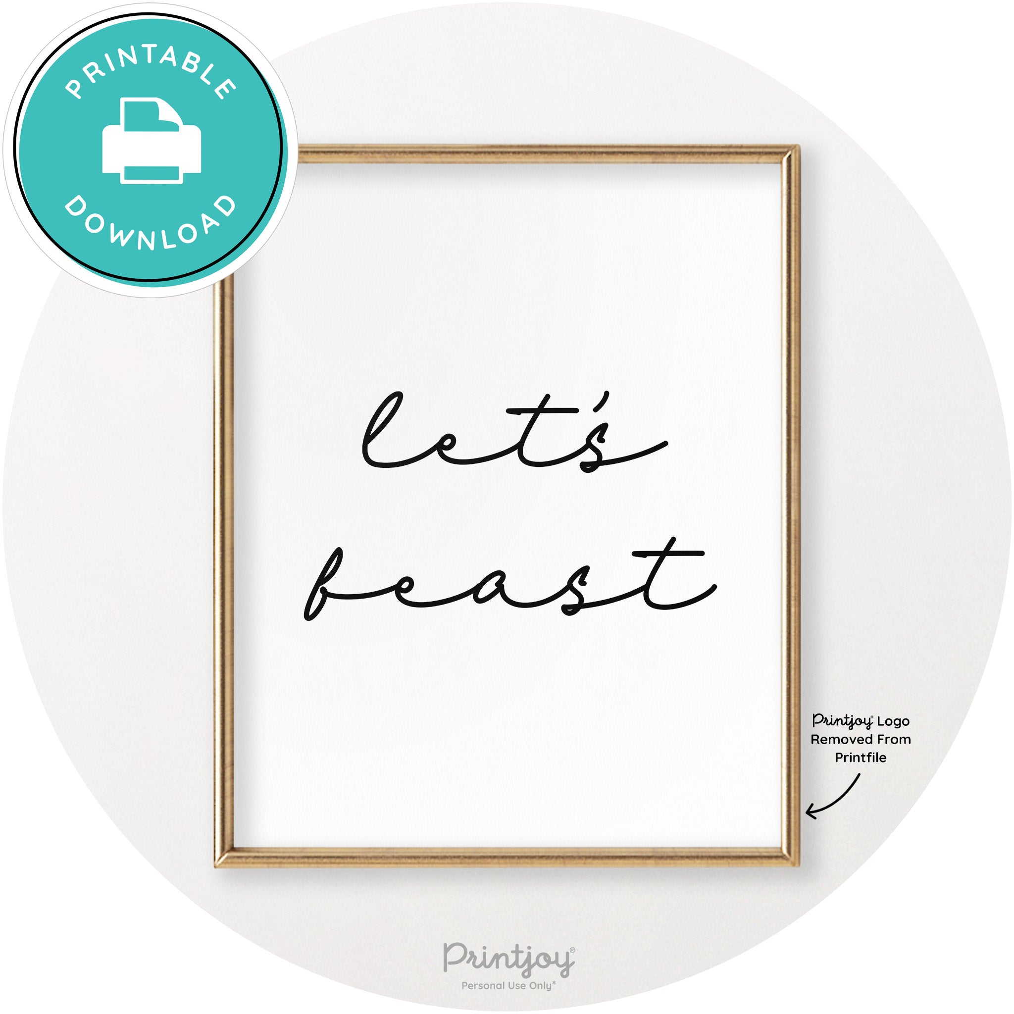 Let's Feast Cute Thanksgiving Modern Chic Wall Art Printable