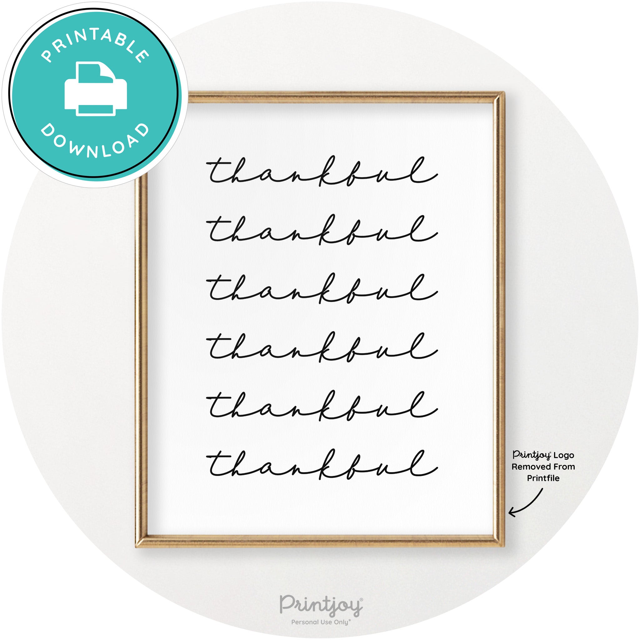 Thankful Pattern Cute Thanksgiving Modern Chic Wall Art Printable