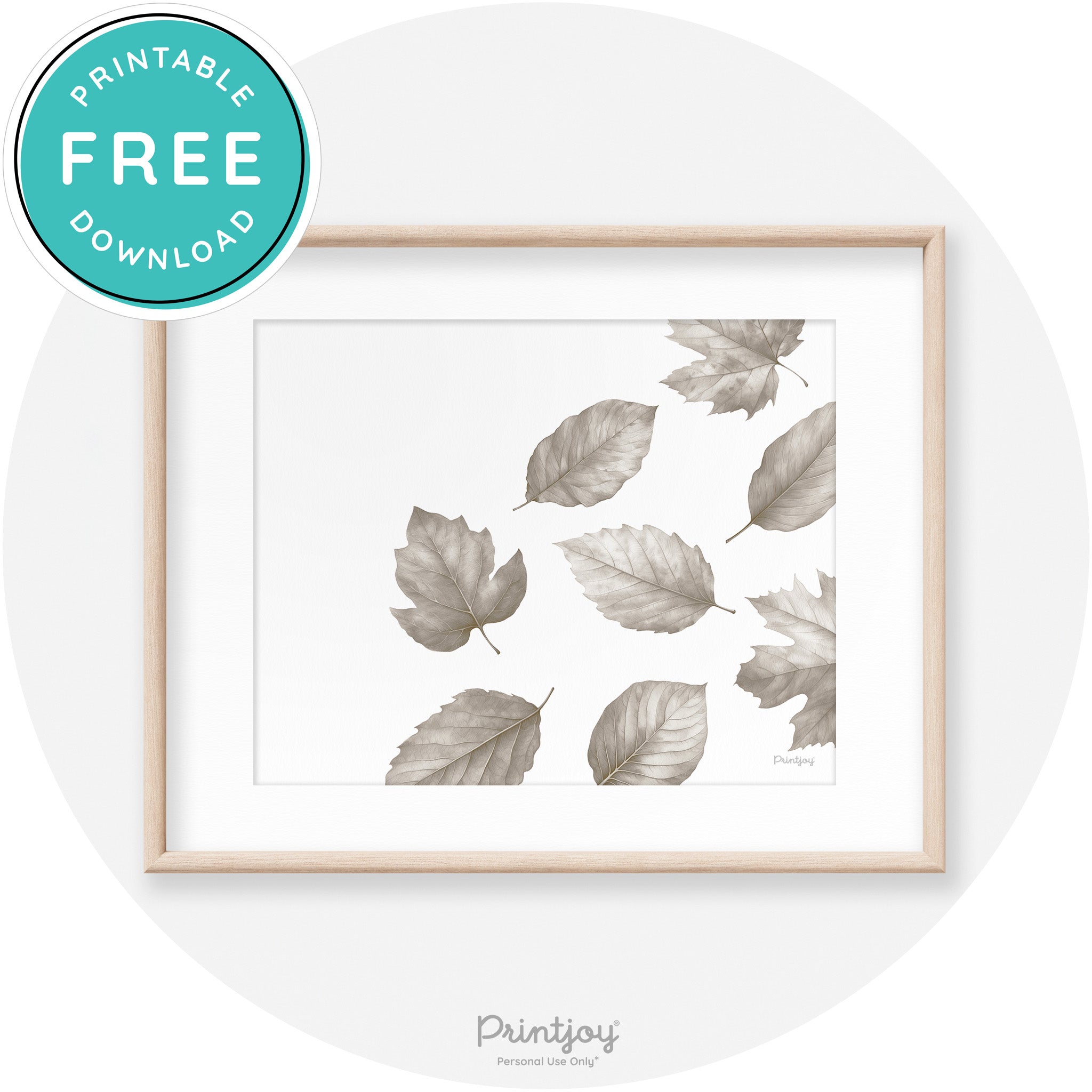 Fall Leaves Neutral Watercolor Transitional Wall Art Free Printable