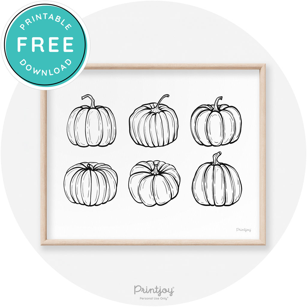 Fall Pumpkin Drawings Transitional Decor Wall Art Free Printable