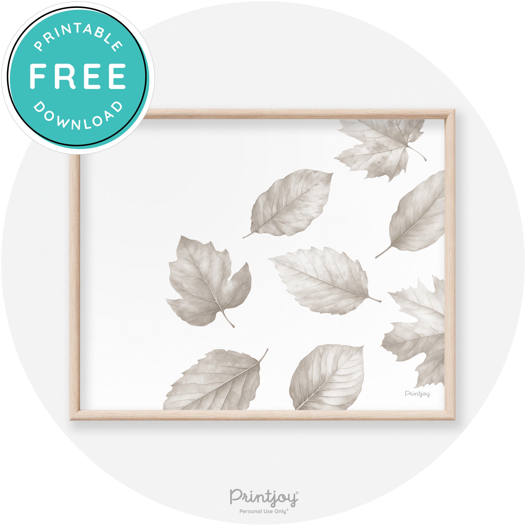 Fall Leaves Neutral Watercolor Transitional Wall Art Free Printable
