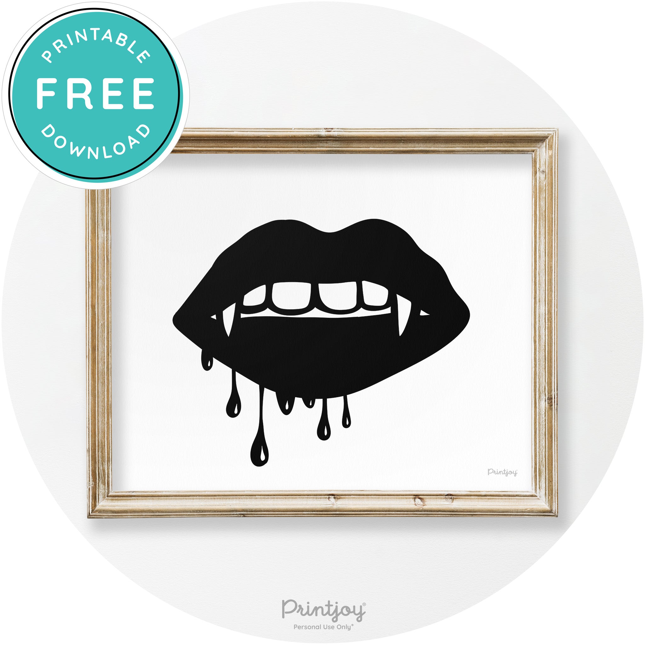 Dracula Fangs Teeth Modern Vintage Halloween Wall Art Free Printable