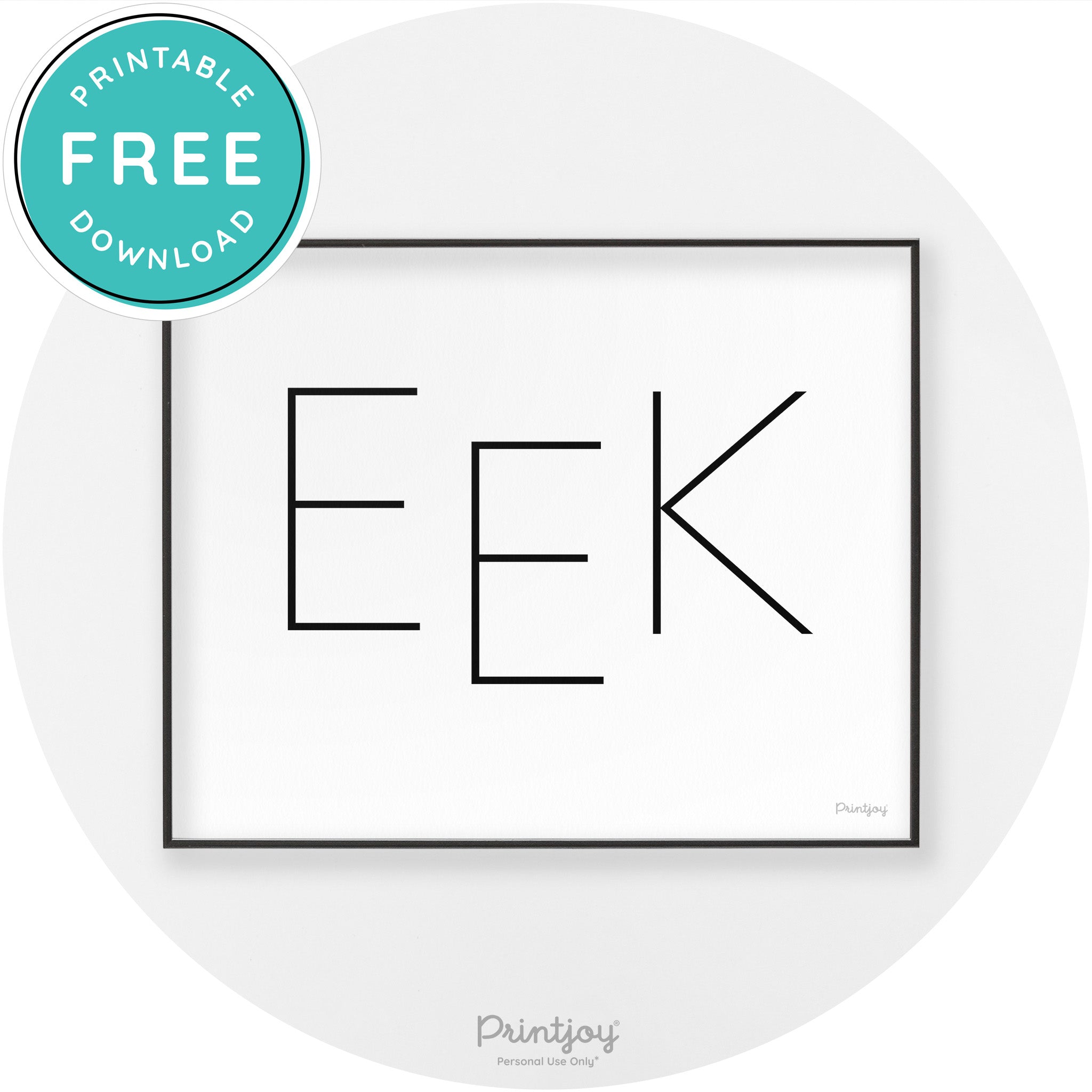 Eek Halloween Modern Chic Lettering Wall Art Decor Free Printable