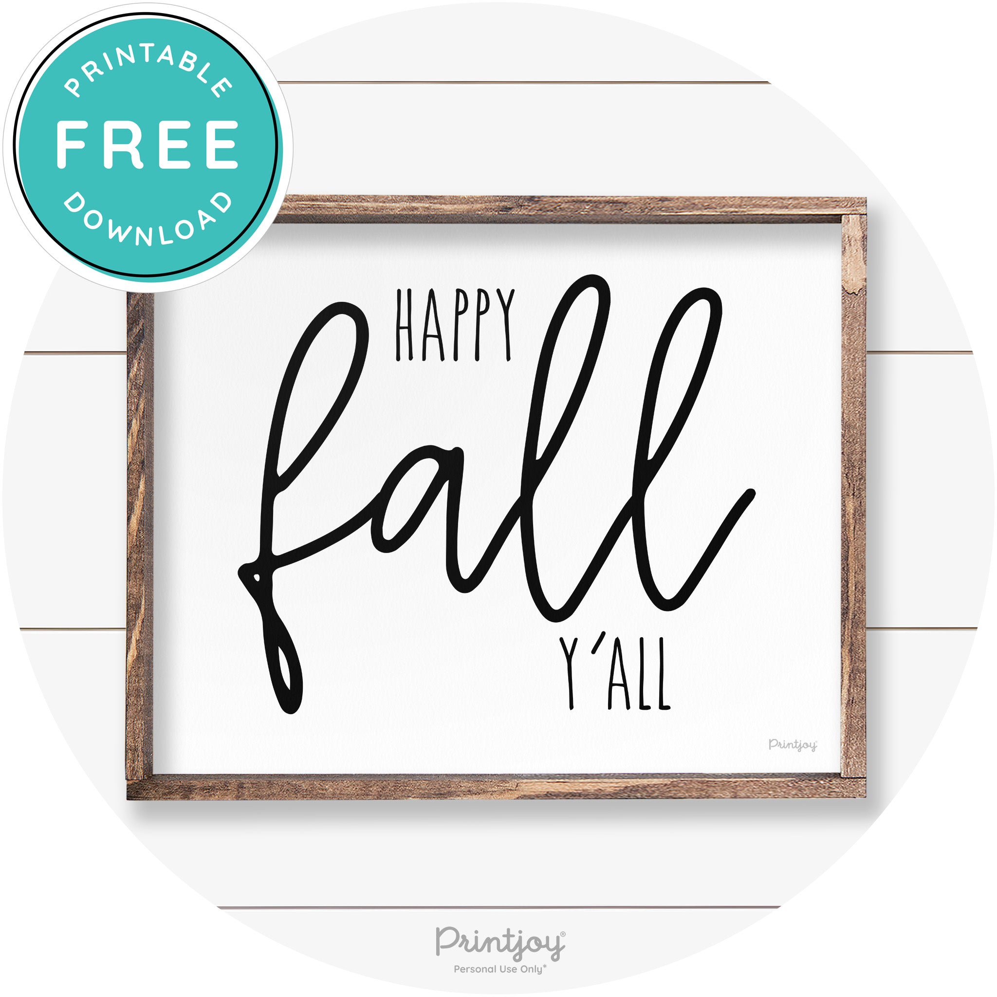 Happy Fall Y'all Cute Farmhouse Autumn Wall Art Decor Free Printable