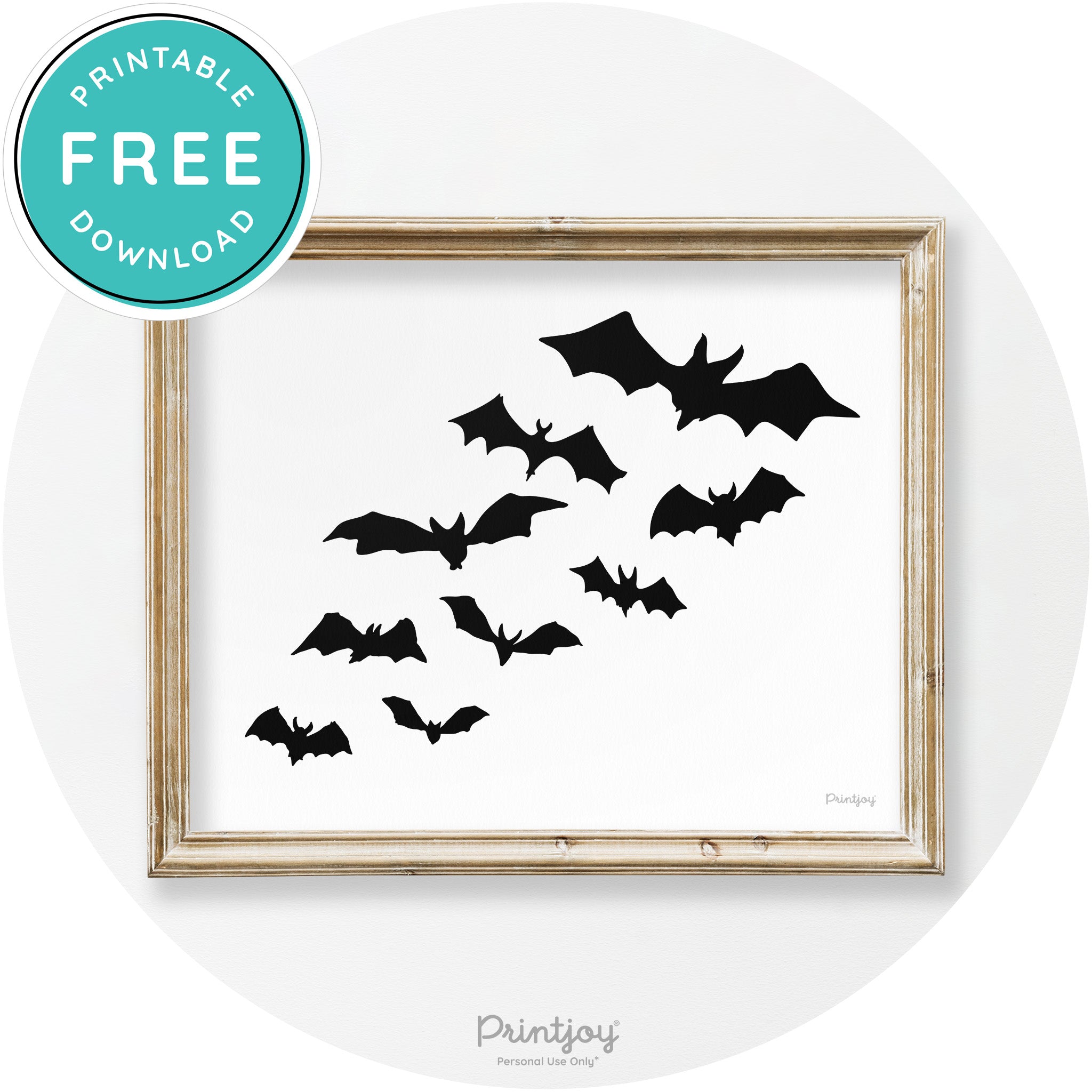 Halloween Bats Silhouette Modern Vintage Wall Art Free Printable