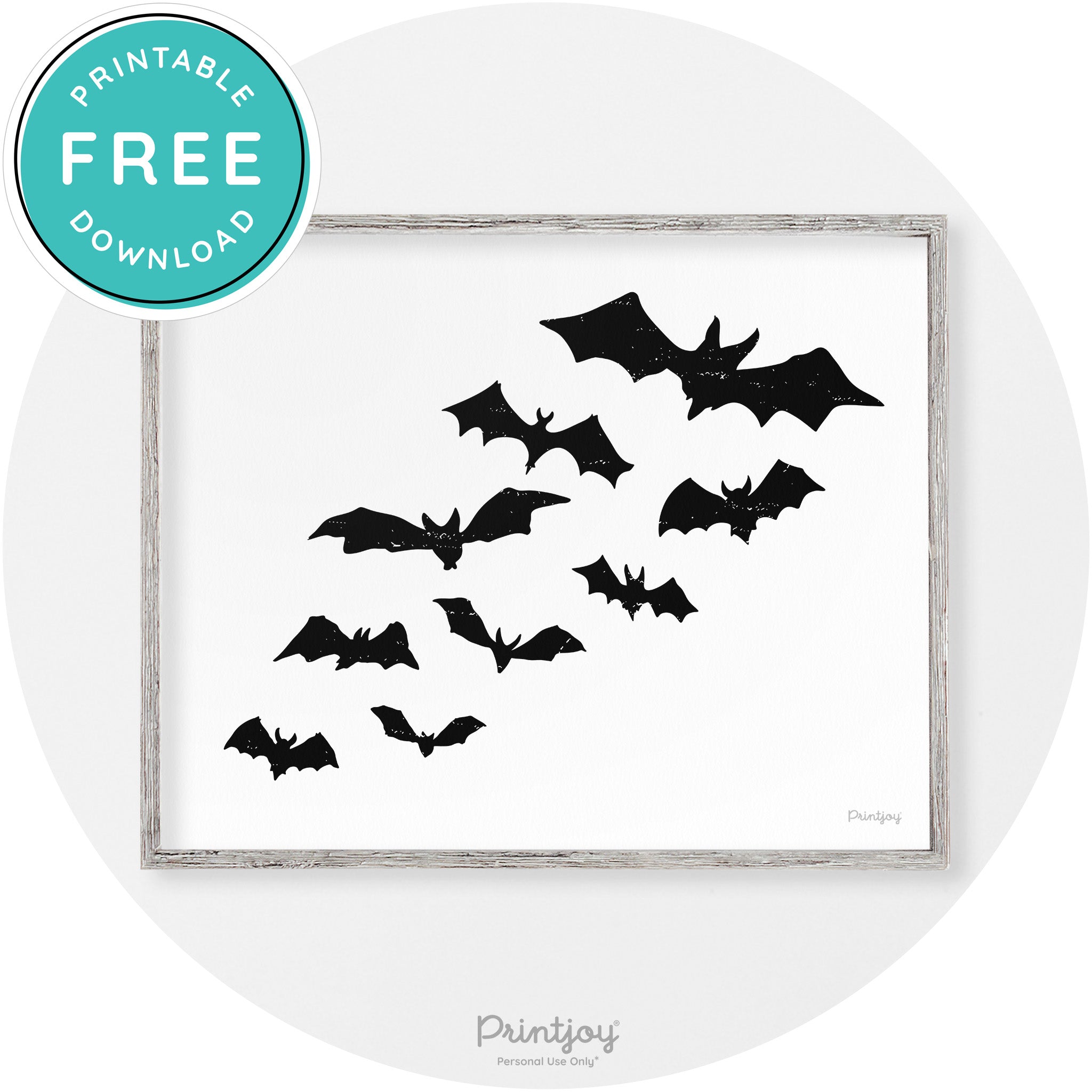 Halloween Bats Silhouette Modern Vintage Wall Art Free Printable - Printjoy