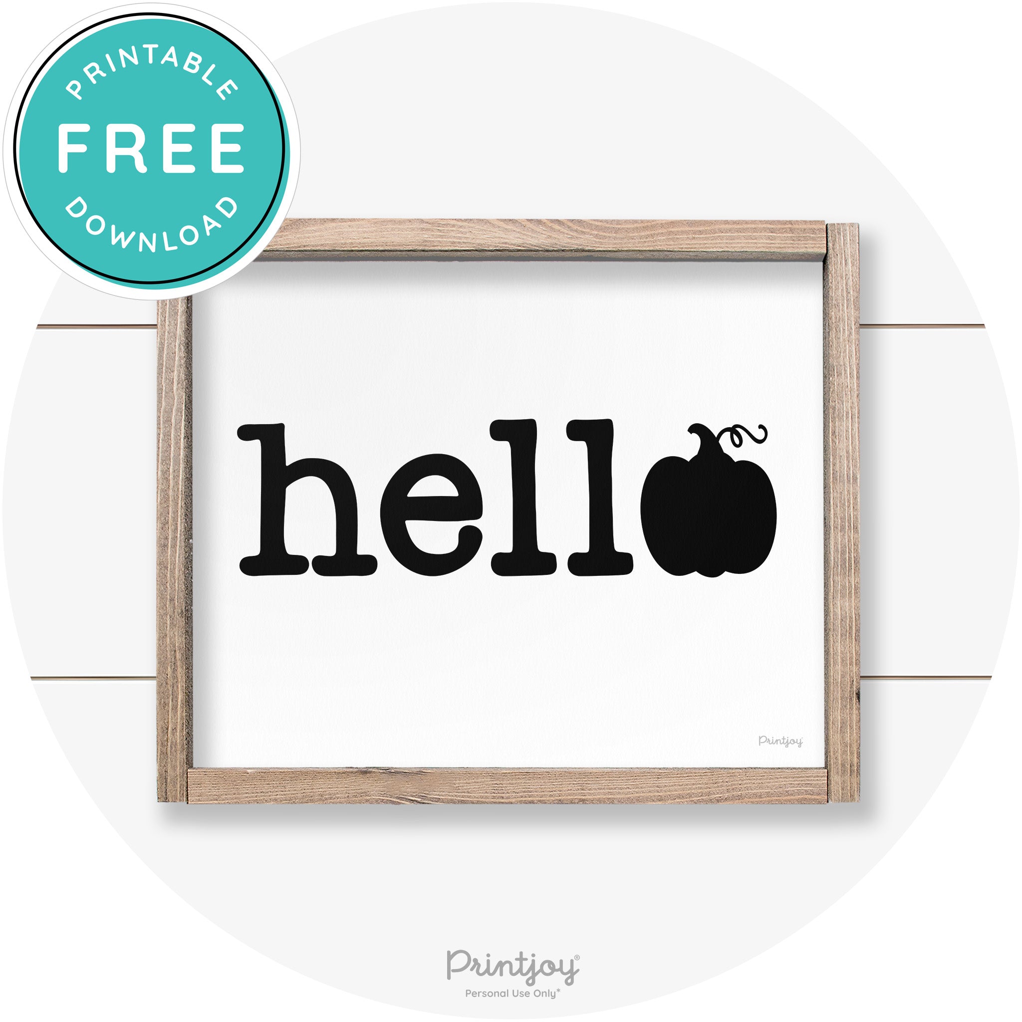 Hello Pumpkin Fall Autumn Cute Farmhouse Wall Art Free Printable